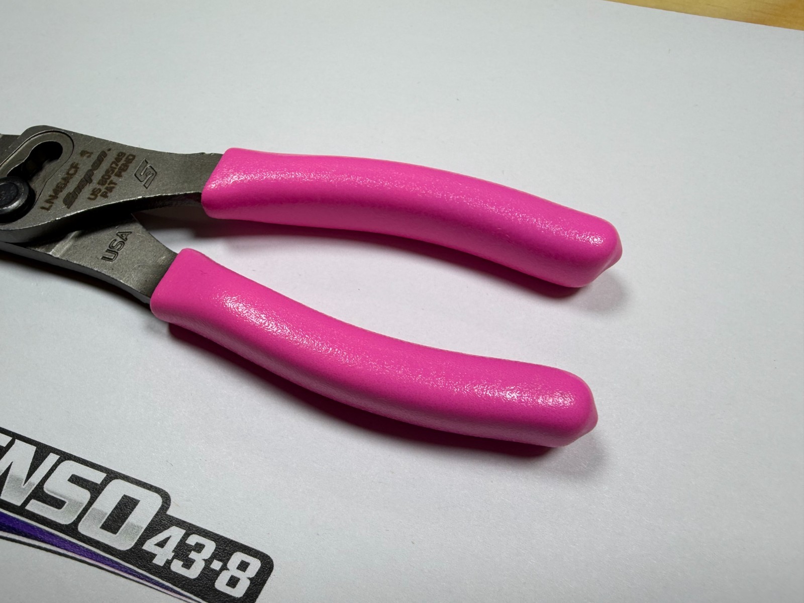 Snap-On Tools USA NEW PINK 7″ Soft Grip Long Nose Slip Joint Pliers LN46ACFP