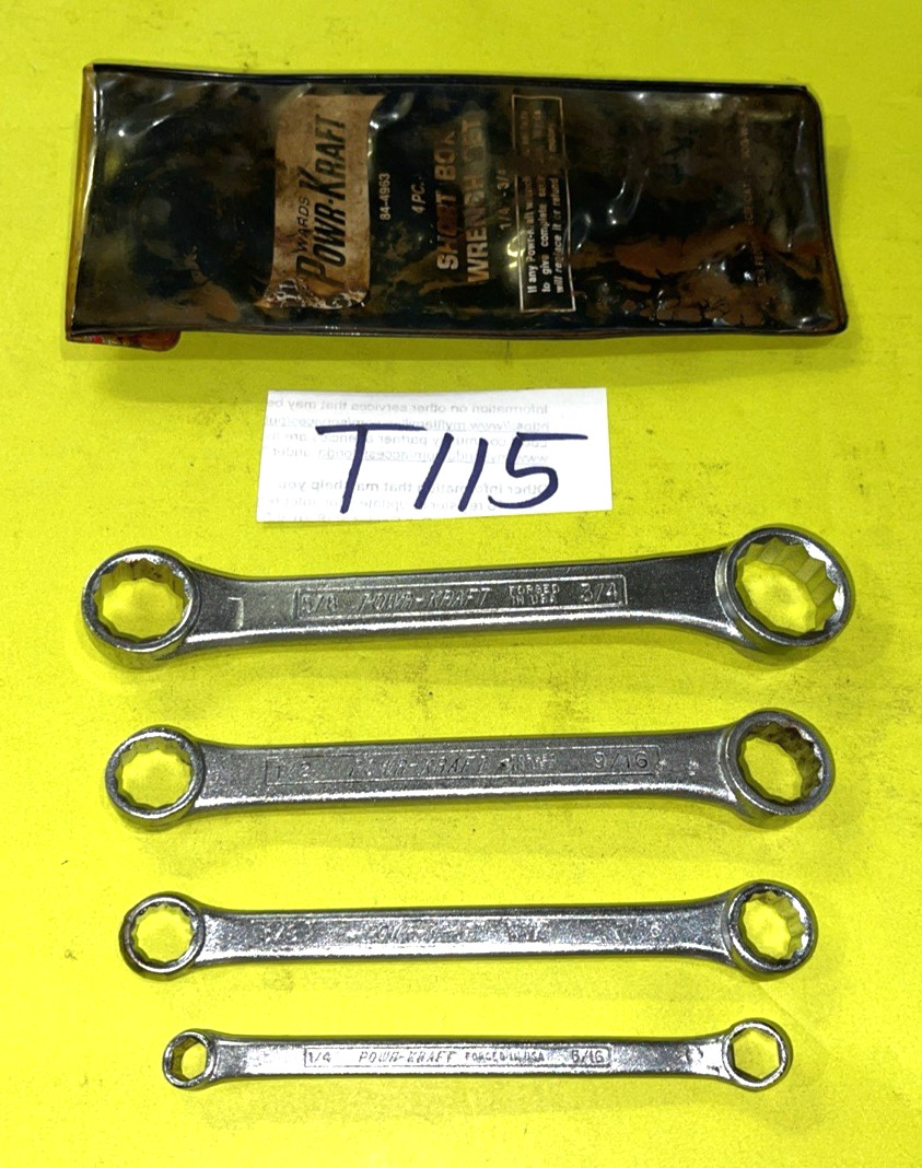 POWR-KRAFT TOOLS VINTAGE 4 PIECE SAE. SHORT BOX-END WRENCH SET 1/4 – 3/4