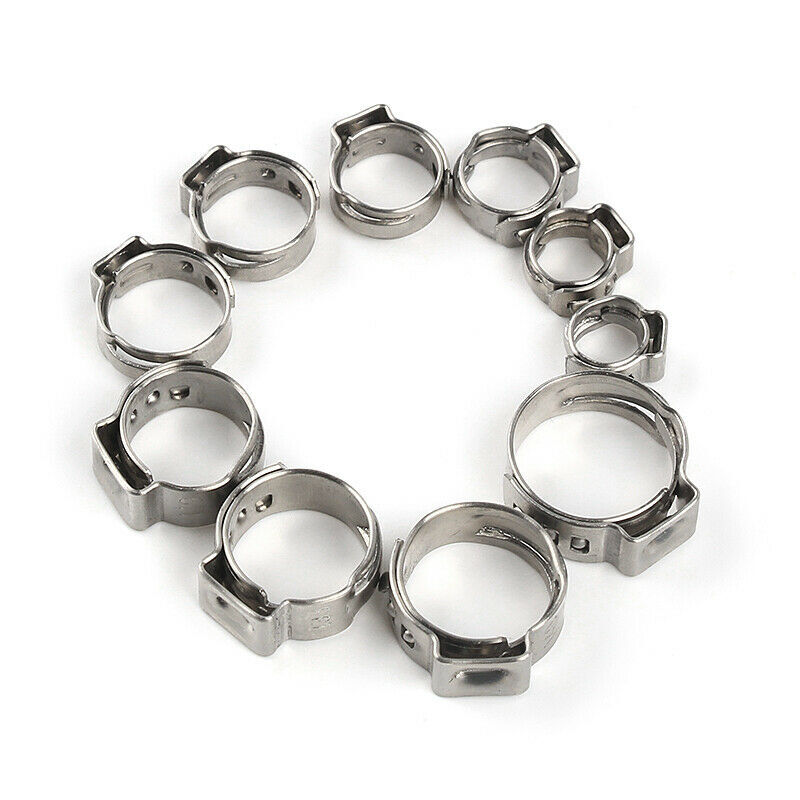 100PCS Hose Clamp Assorted Stainless Steel Ear Cinch Rings Crimp Pinch Plier Set