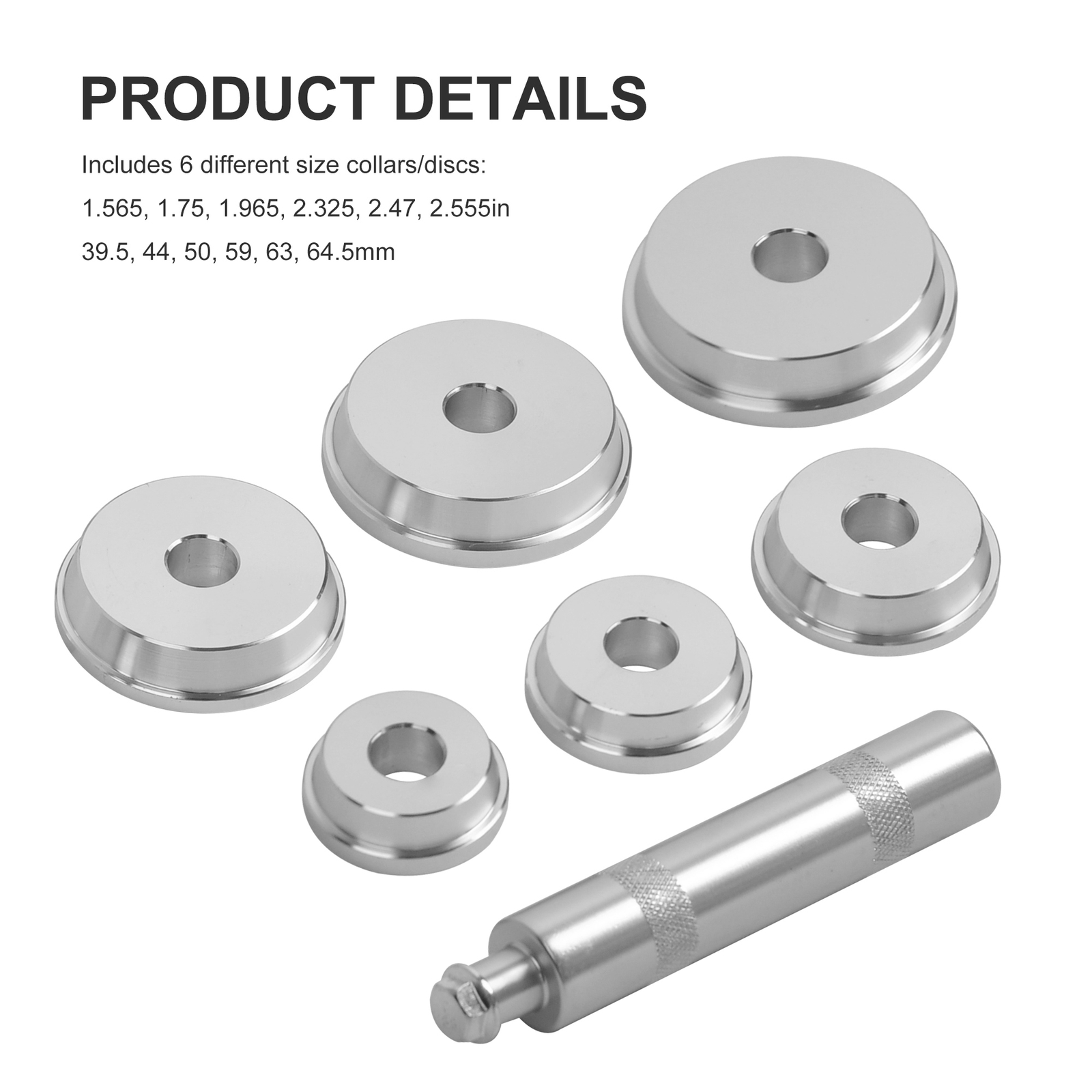 7pc Bearing Race And Seal Driver Tool Set 1.555″ 1.75″ 1.965″ 2.32″ 2.48″ 2.559″