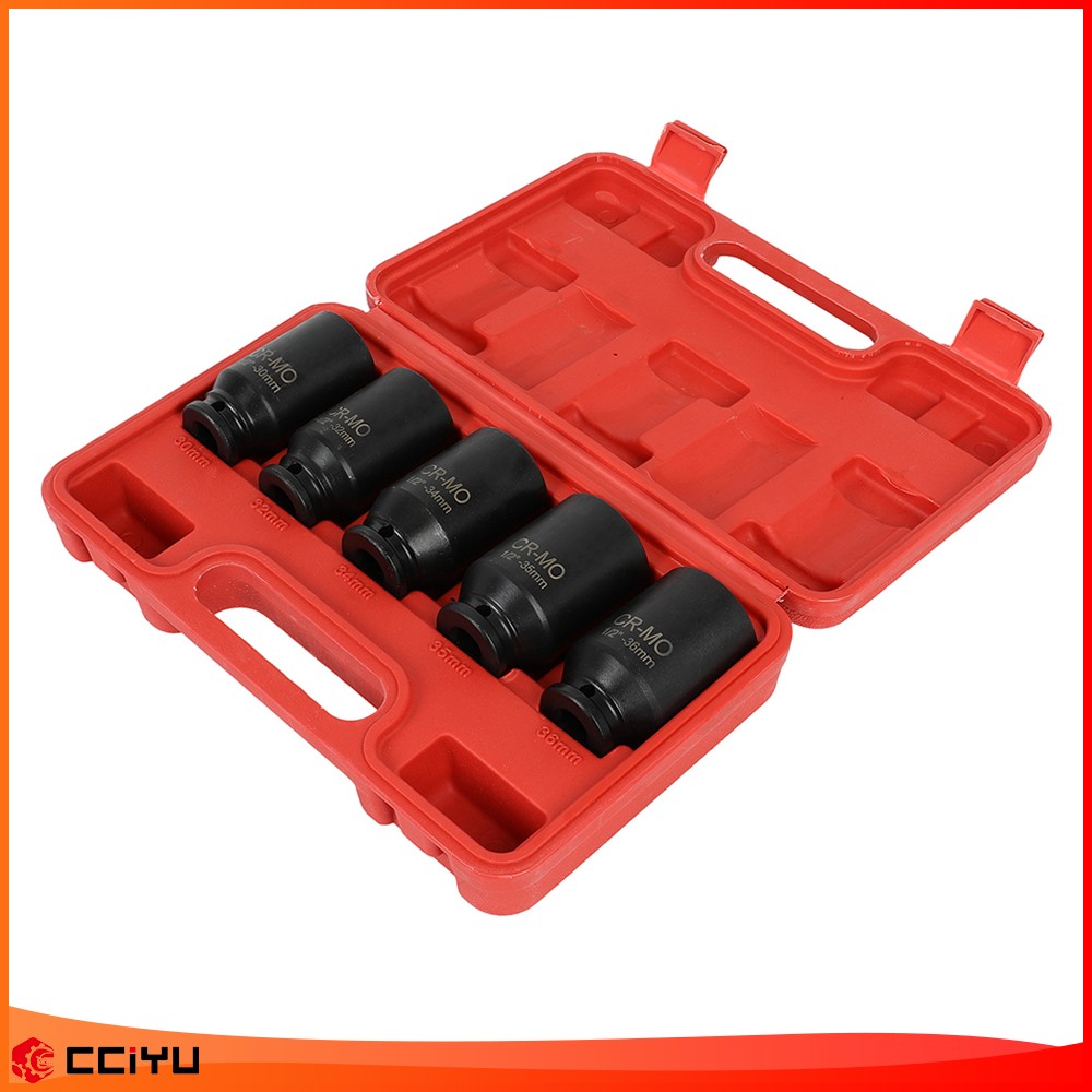 1/2″ Deep Spindle Axle Nut Socket Set 12 POINT METRIC 30 32 34 35 36mm 5pcs