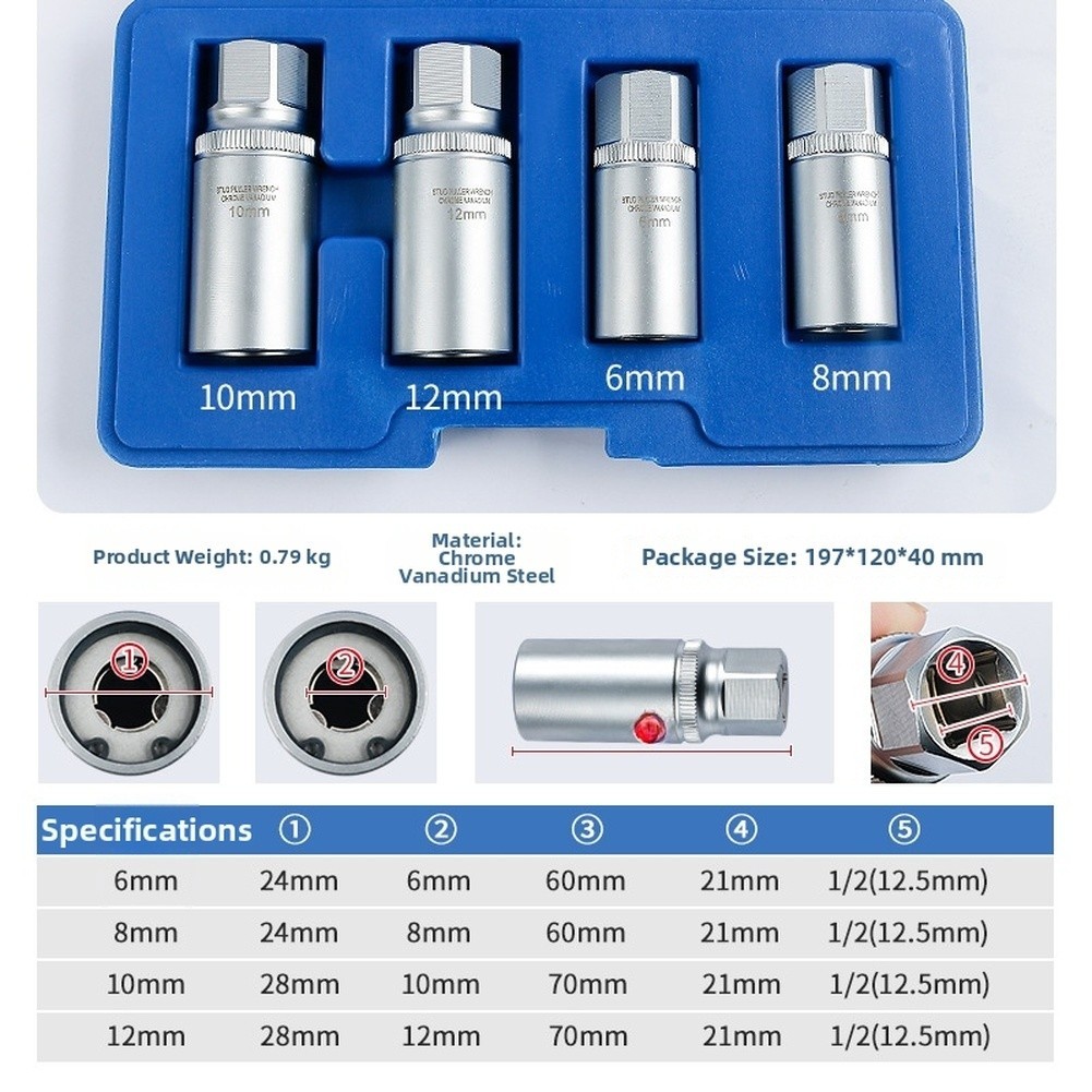 Garage Repair Bolt Extractor Set Stuck Fastener Kit Chromium Vanadium Steel