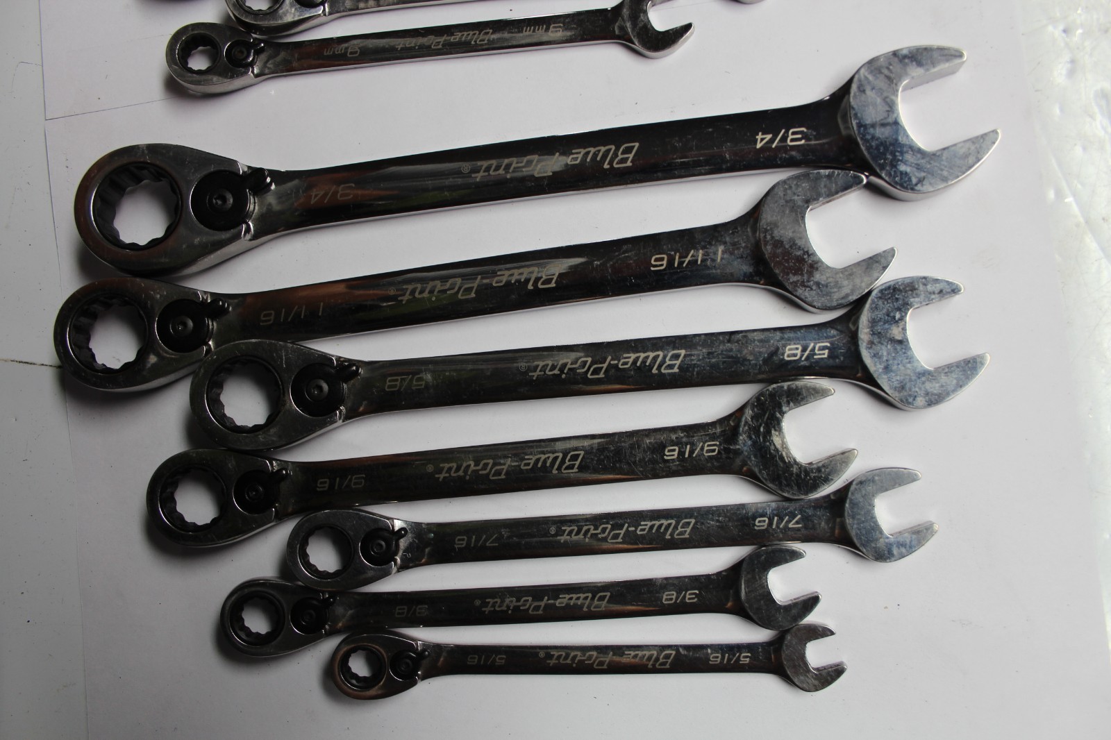 BLUE-POINT TOOLS 12-P METRIC & SAE 15° Offset Ratcheting Box/Open-End Wrench Set