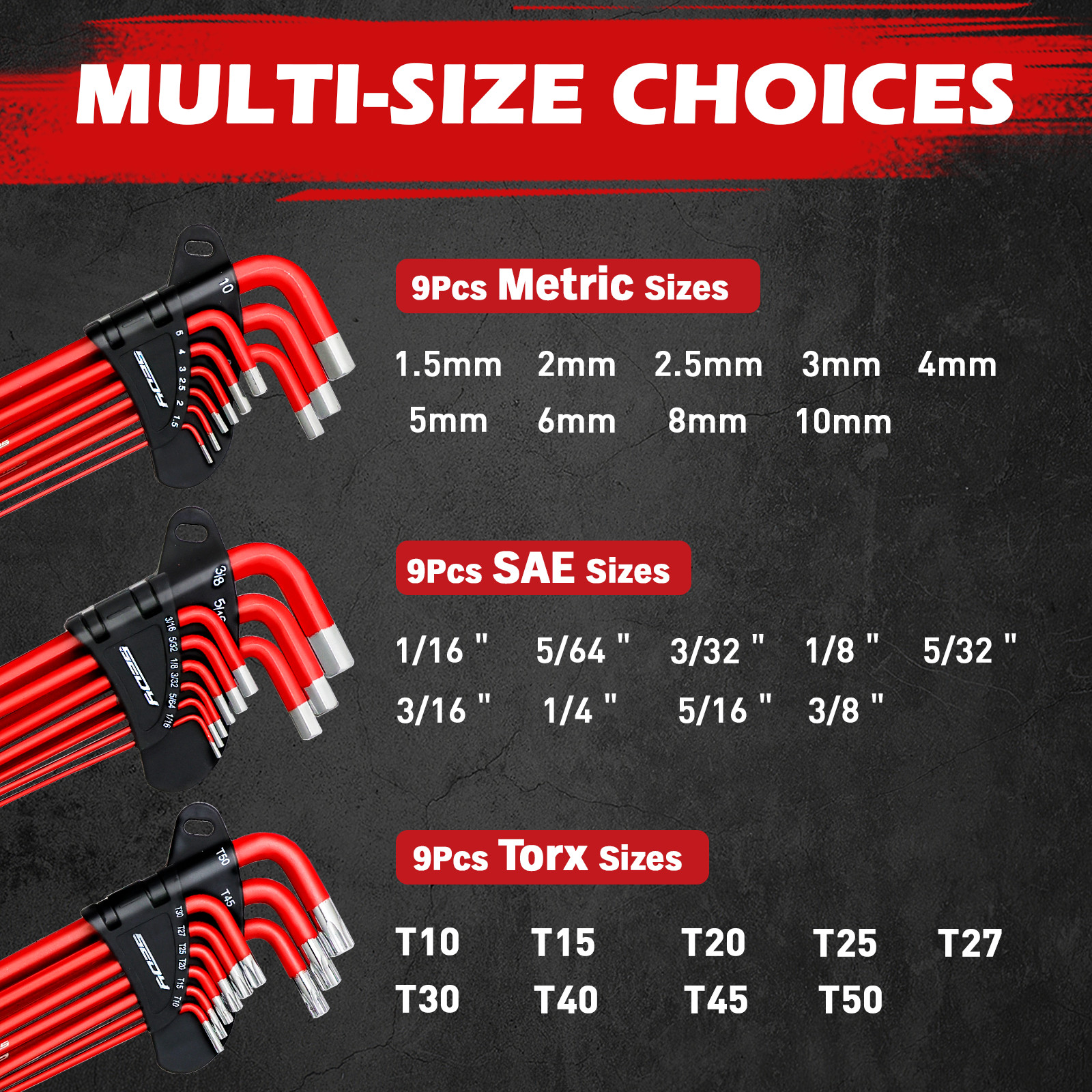 30PC Hex Torx Key Set Ball End Allen Wrench Grip Handle Extension Bar S2 MM Inch