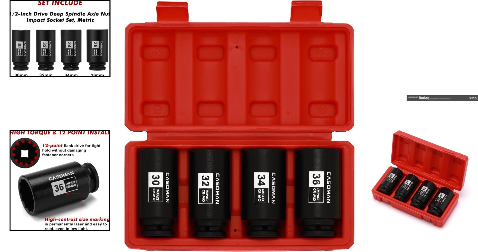 Durable Chrome Molybdenum Impact Socket Set – 1/2-Inch Drive, Deep Design