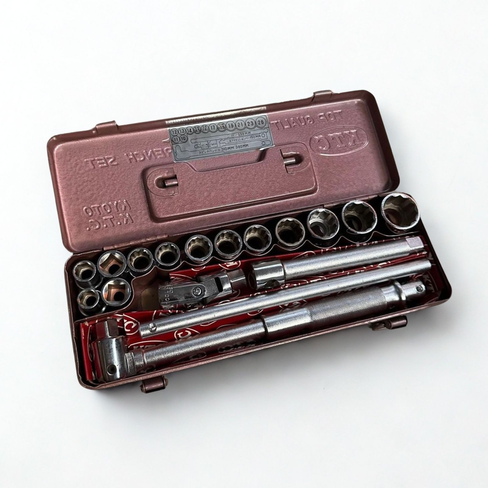 KTC 1/2 Drive Socket Wrench Set B313 13pc Metal Case Japan