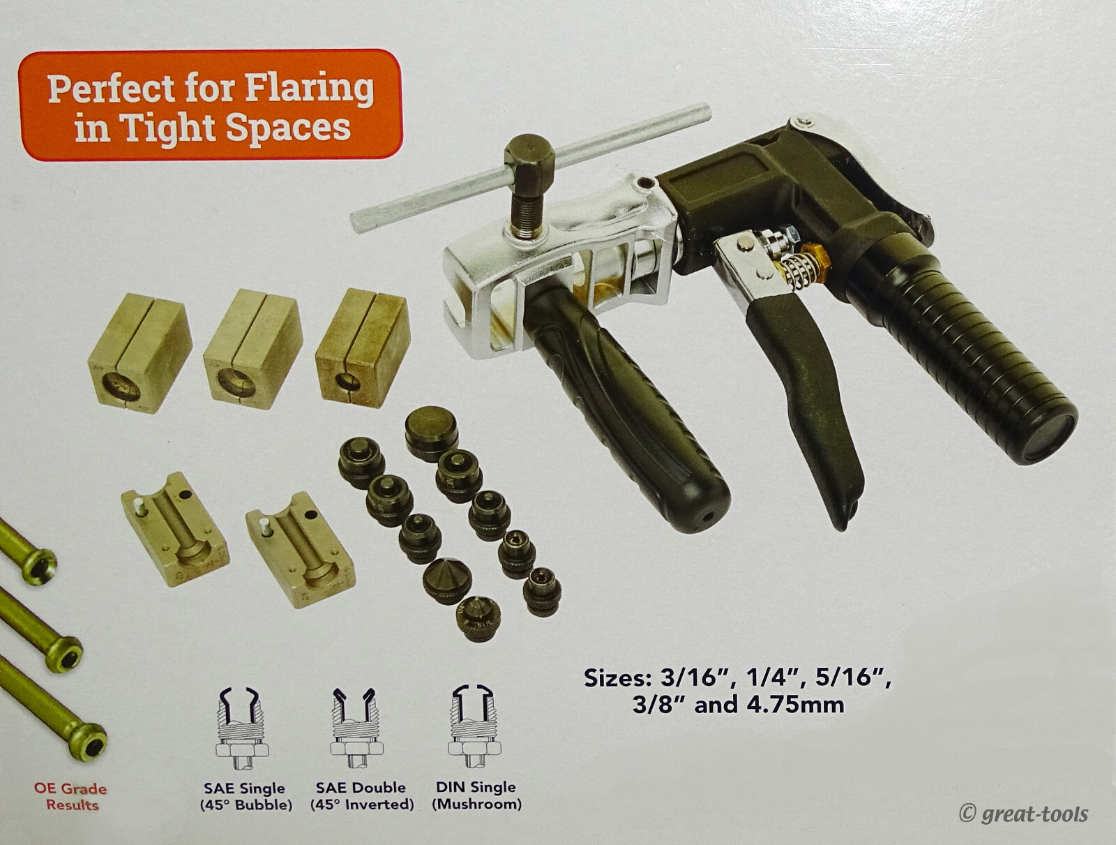 HYDRAULIC FLARING TOOL – automotive brake line flares – pistol grip – S.U.R.&R