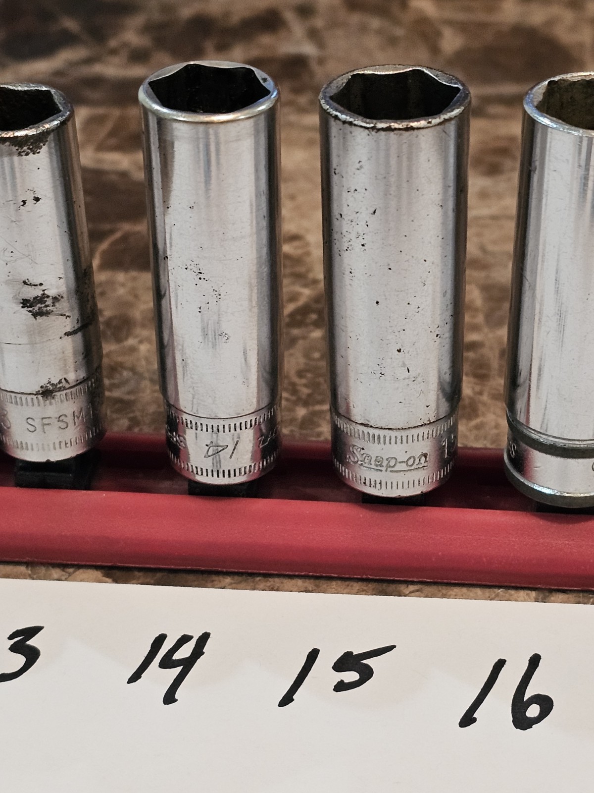 16 Snap On SFSM 3/8 Drive Deep Well Metric SAE Sockets 8 10 12-19 ** 3/8″ – 3/4″