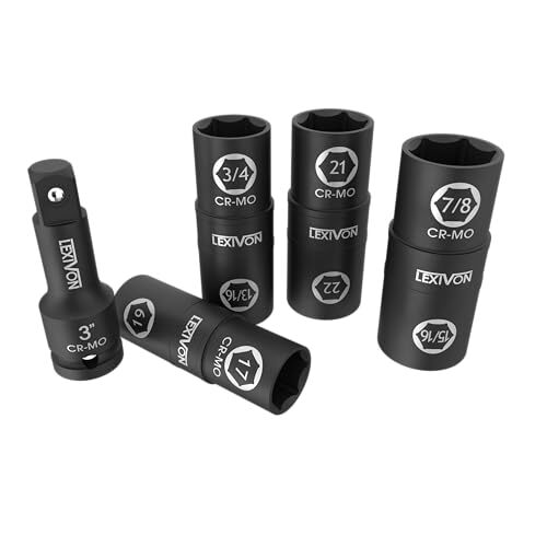 Lug Nut Impact Socket Set, 1/2-Inch Drive | Innovative 8-in-4 Flip Socket LX-110