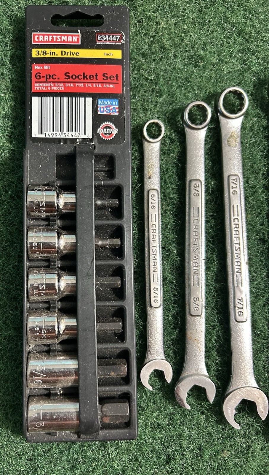 Craftsman 6 Piece Socket Set, & Non Slip Wrenches, & 3/4” Socket Wrench