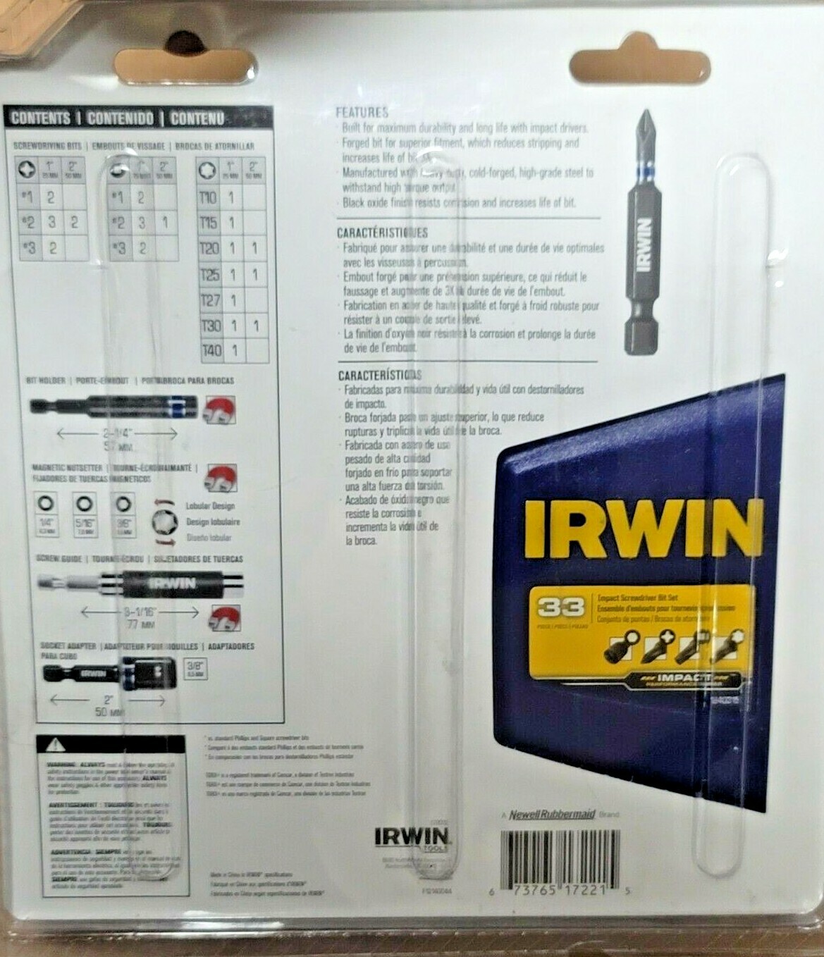 Irwin-Hanson 33pc Impact Grade 1/4 Hex Quick Release Screwdriver Bit Set 1840315