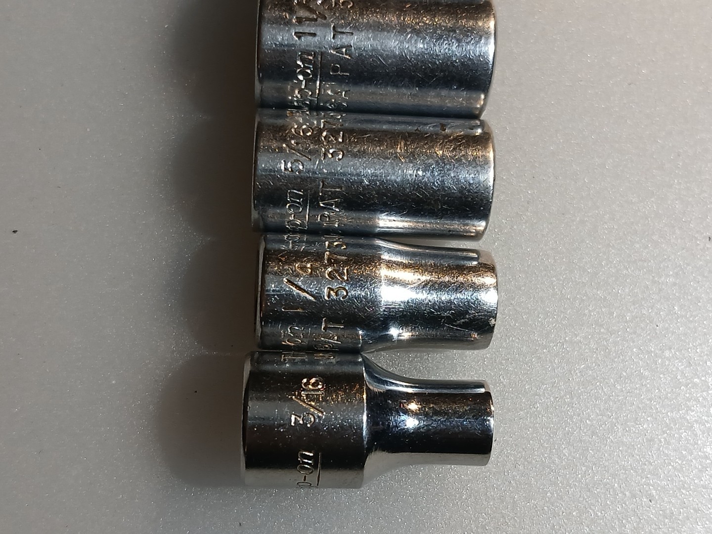 7pc Snap On 1/4 Dr Sae Set Standard Chrome Short 6pt 3/16-7/16 Flank Drive