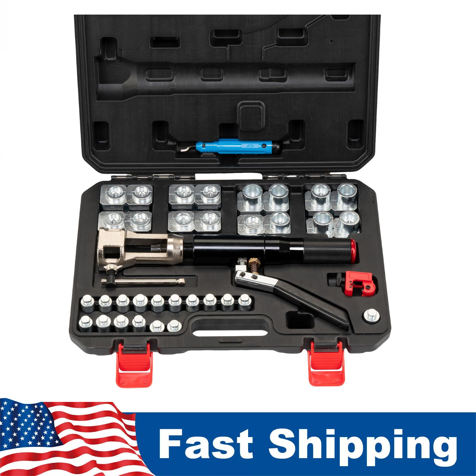 Hydraulic Flaring Tool Kit 45° for 3/16″ – 1/2″ Tube w/ Cutter & Deburrer