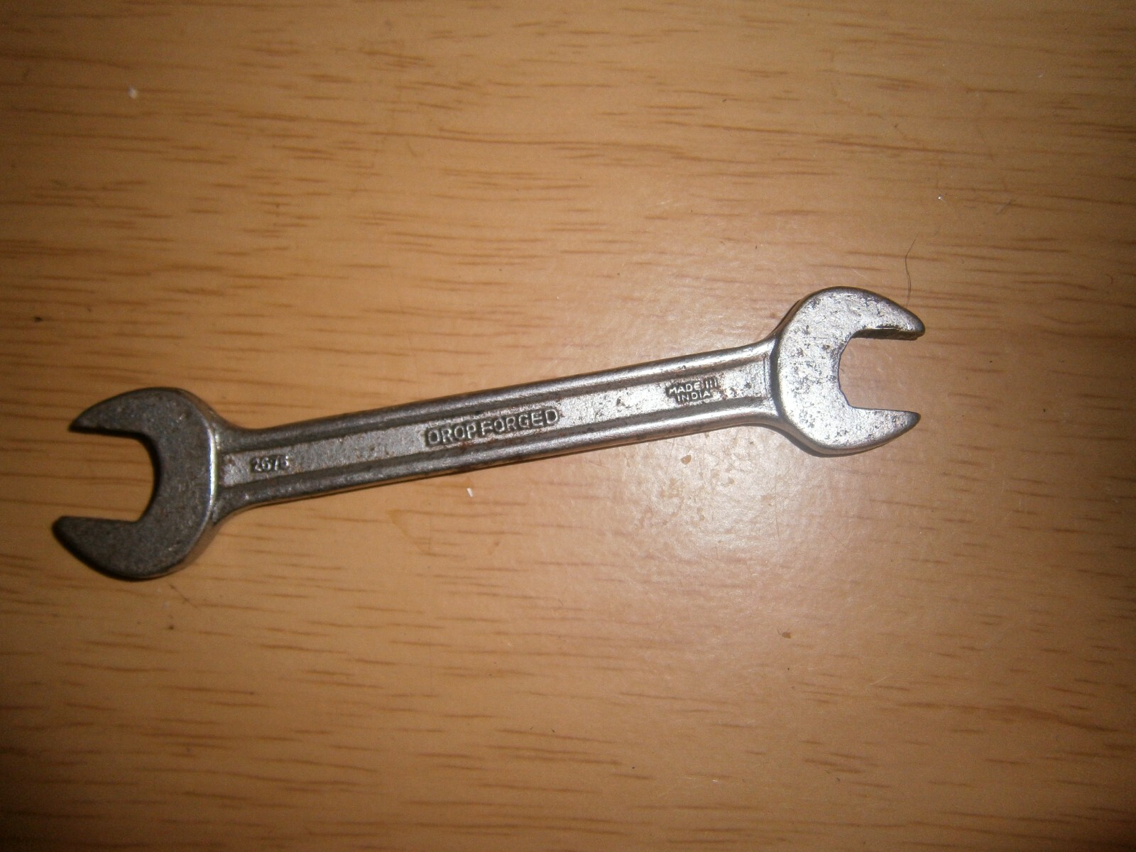 Vintage silver tone spanner. 7/16 & 3/8 ends.(E6b)