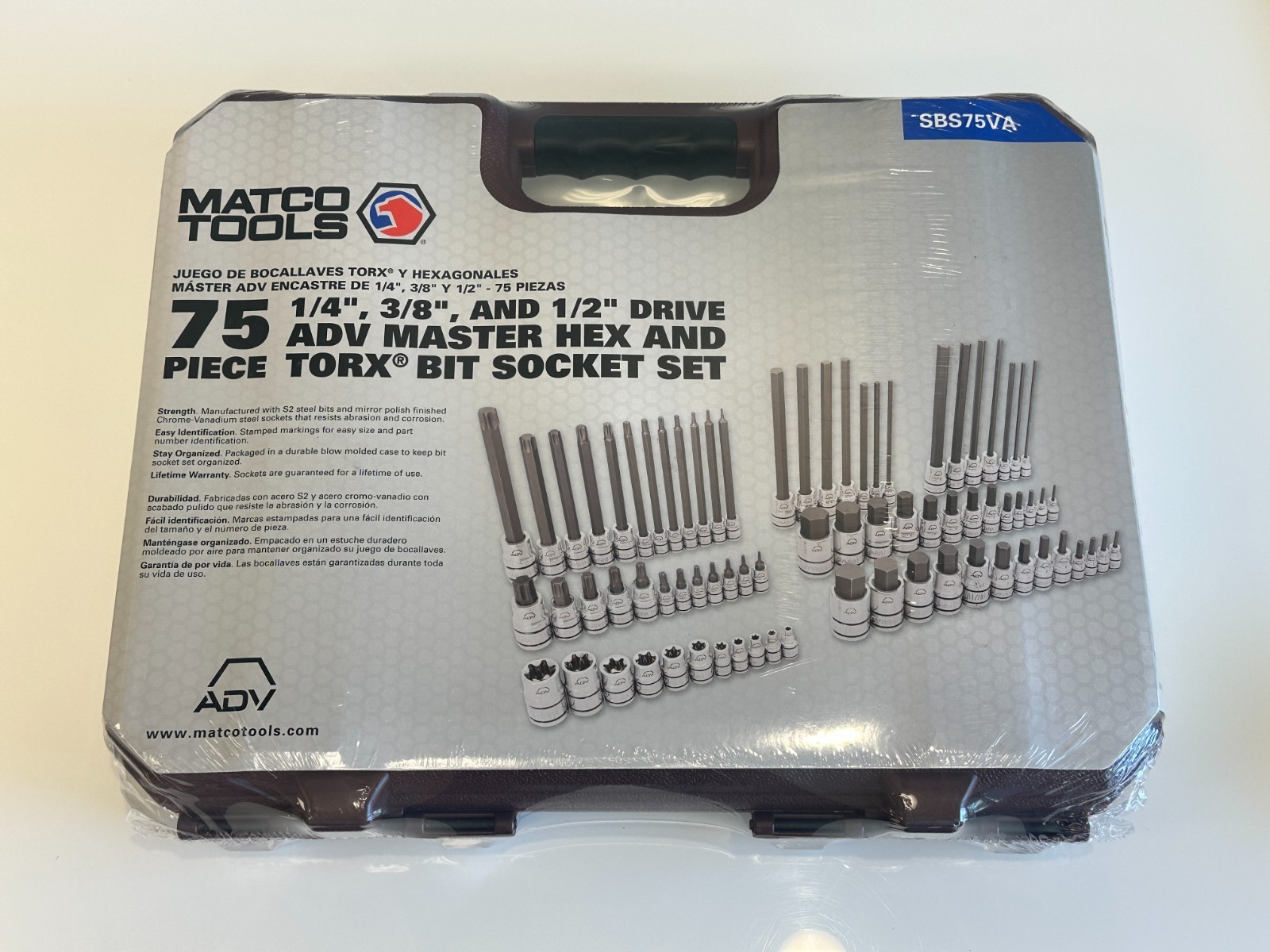 NEW Matco Tools SBS75VA 75pc ADV Master Hex & Torx Bit Socket Set, 1/4 3/8 1/2”