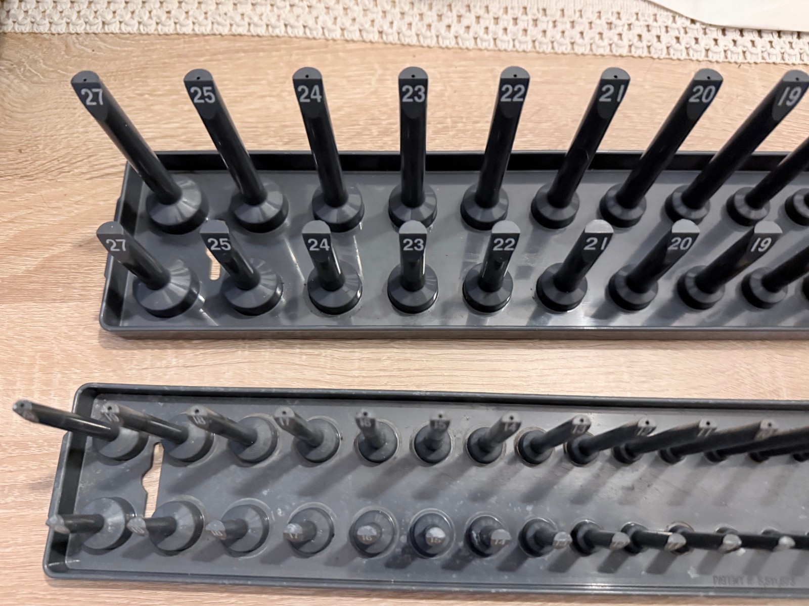 Snap On 1/2 3/8 METRIC 2 Row Post Style DEEP Socket Tray GRAY YA12MET YA38MET