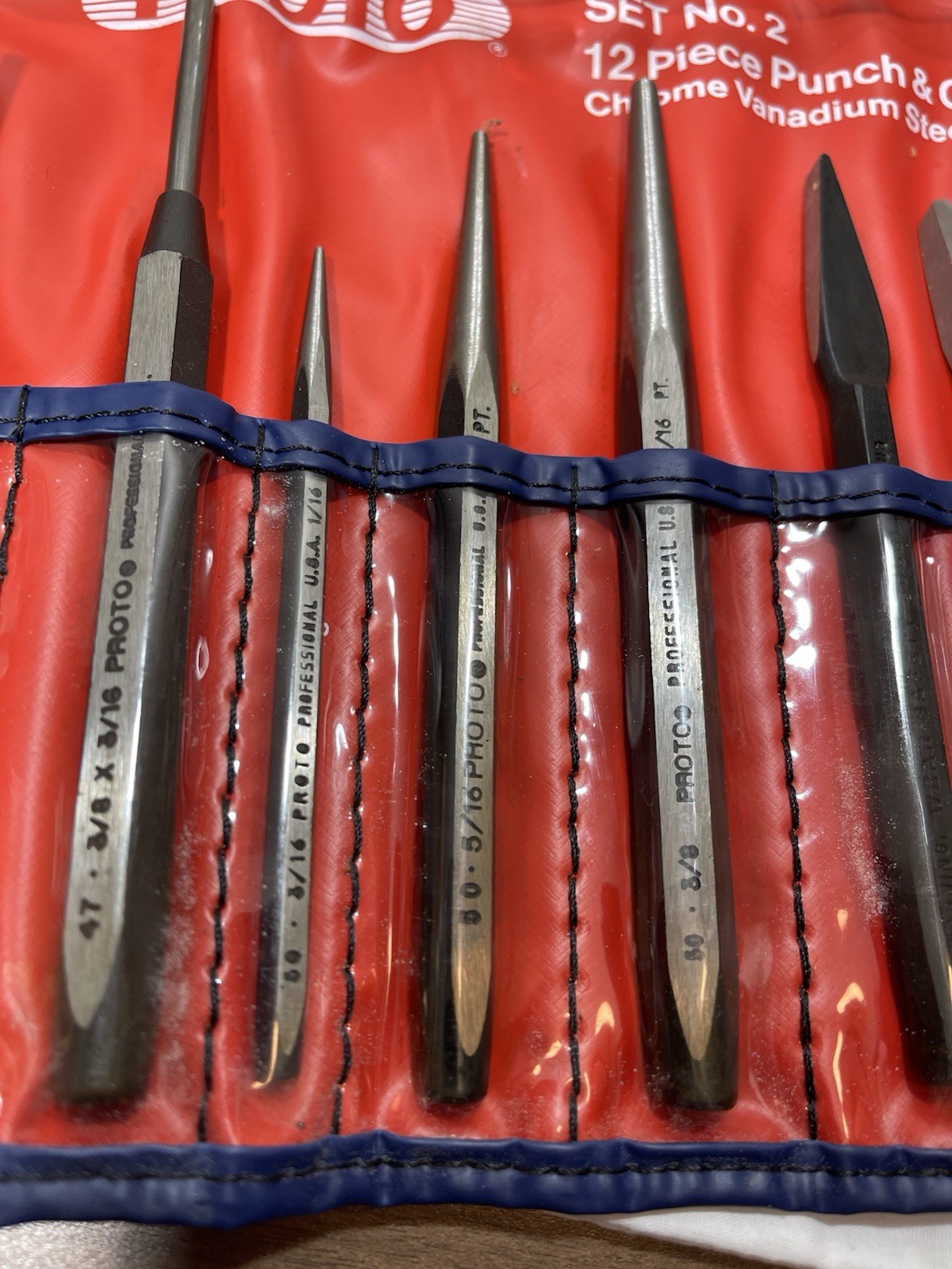 NEW Proto Professional 12pc Punch & Chisel Set No. 2 w/Pouch (MADE USA)