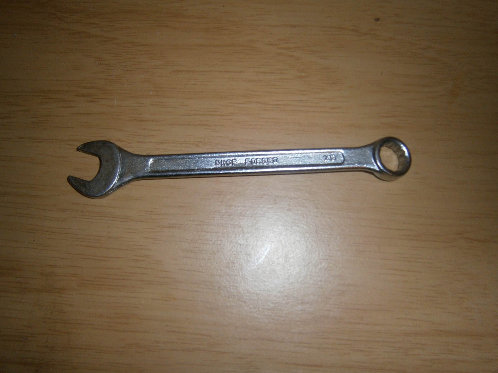Vintage silver tone combination spanner. 14mm. (E6a)