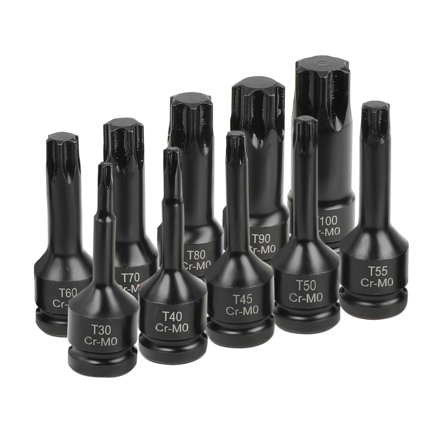 Impact Torx Bit Socket Set 10Pcs / 16Pcs 1/2″ Drive T20-T80 6-Point Star Bits