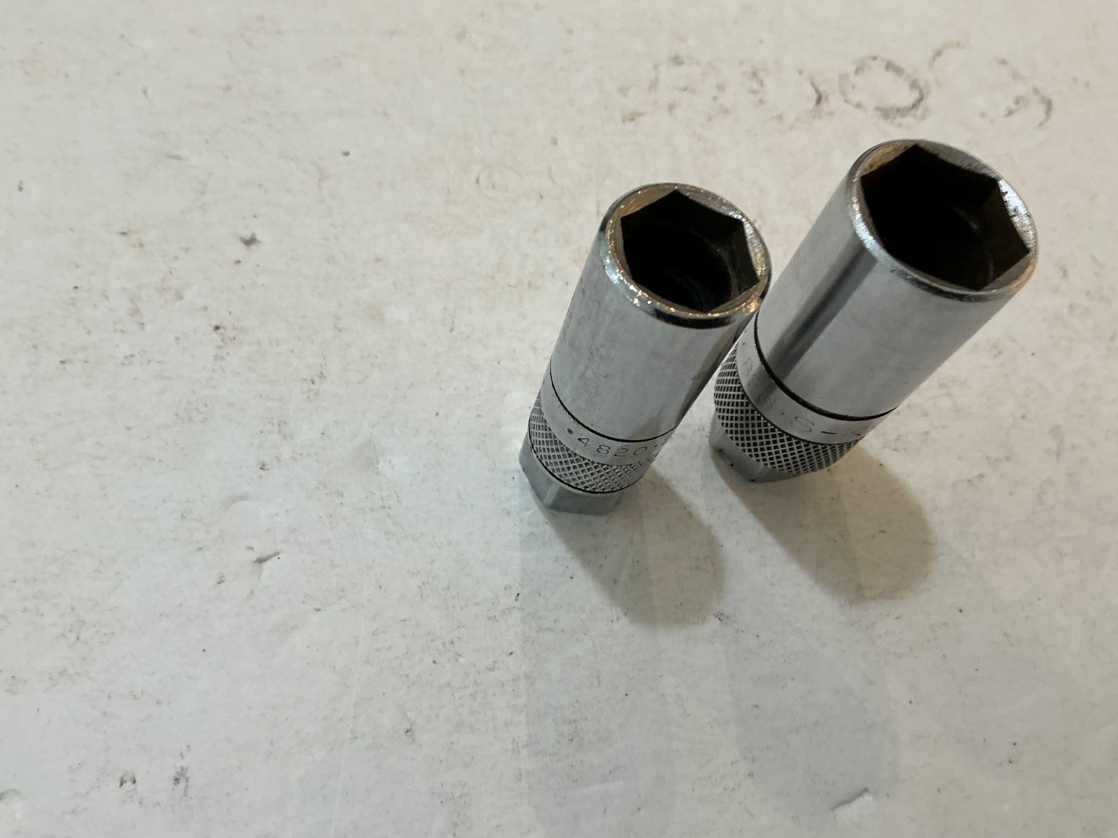 S-K 2 pc 1/2” drive knurled 5/8” & 13/16” spark plug socket set made in USA
