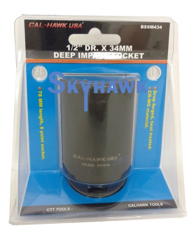 1/2″ DR. X 34MM DEEP IMPACT SOCKET 6 POINT Chromium-molybdenum CR-MO MATERIAL