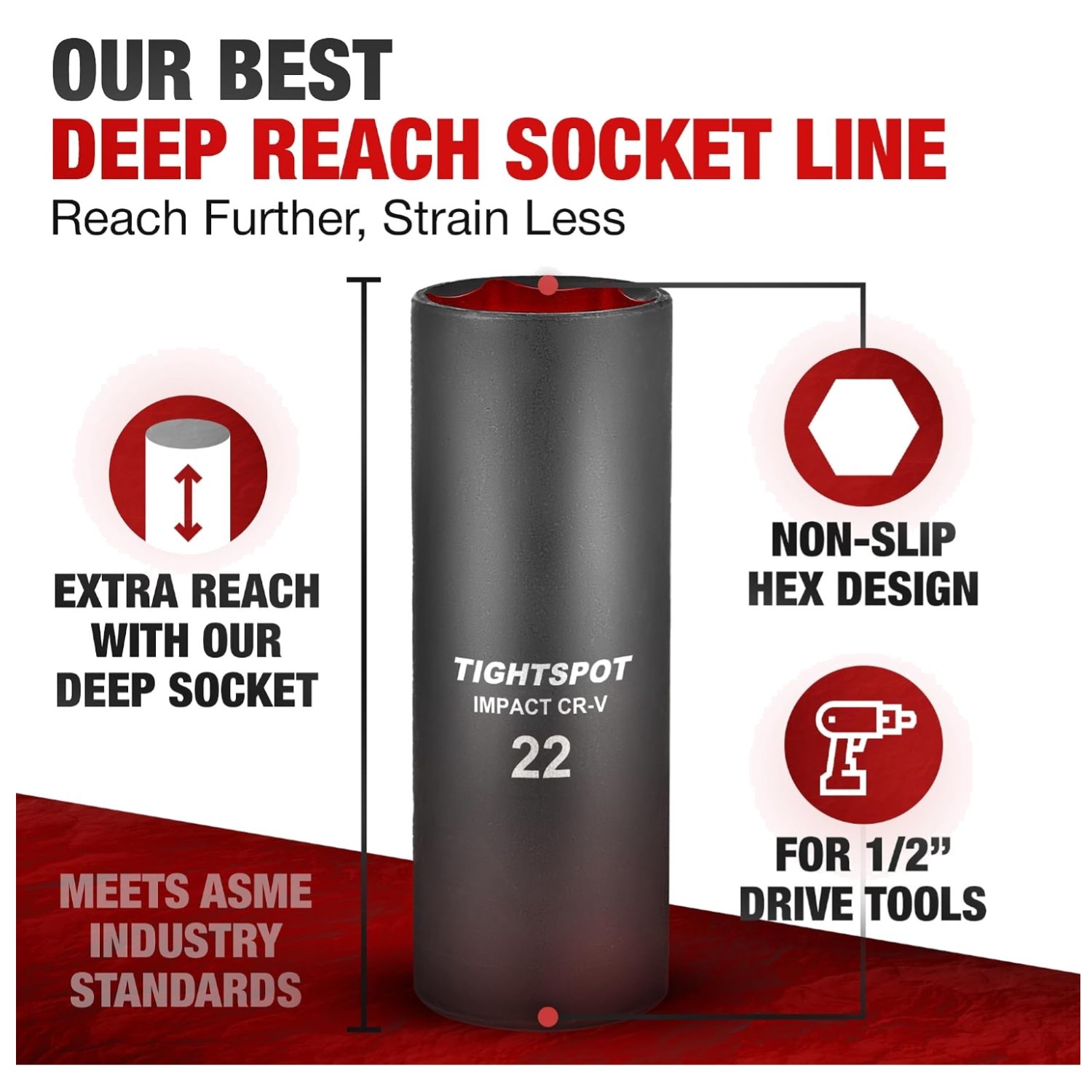 Manganese Phosphate Finish 1/2″ Drive CRV Steel Socket
