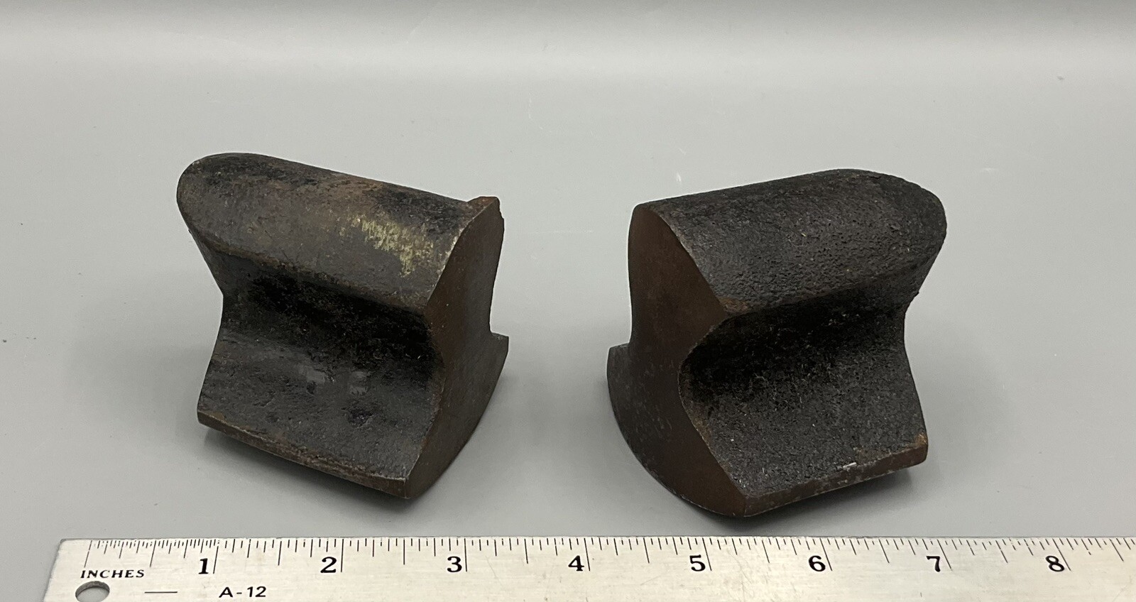 2 Vtg Auto Body Curved Angled Dolly Metalworking Hand Anvil Blacksmith Shop Tool