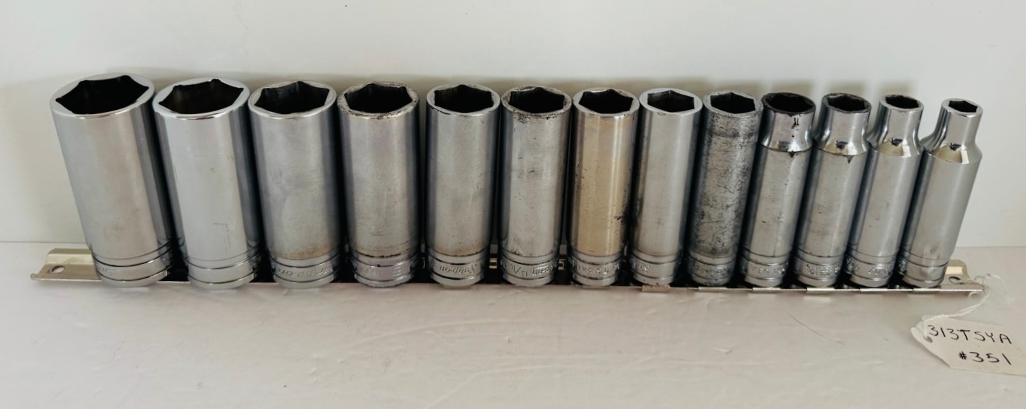Snap On Tools 313TSYA SAE 1/2 Dr 6 Pt Deep Socket Set 3/8″ To 1-1/8 #351