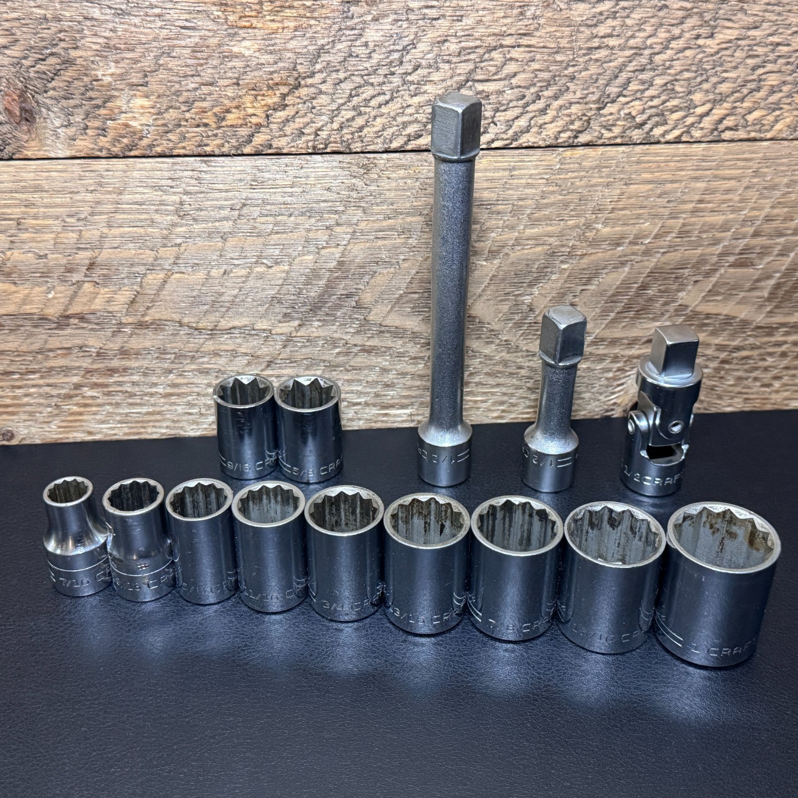 Craftsman Flying =V= 1/2 Drive SAE 12pt & 8pt Socket Set w/ Extensions & U-Joint