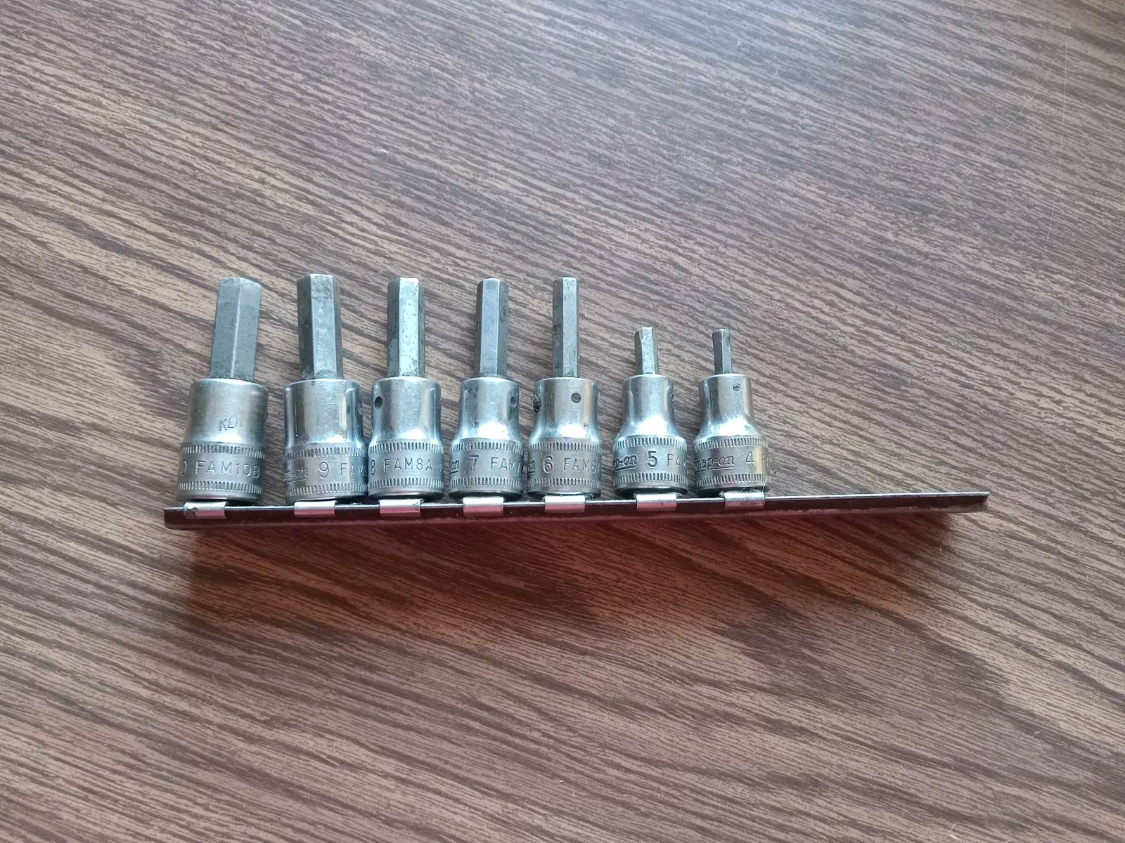 Snap-On FAM4-10 4MM-10MM 3/8″ Drive 7 Piece Metric Hex Bit Driver Sockets USA