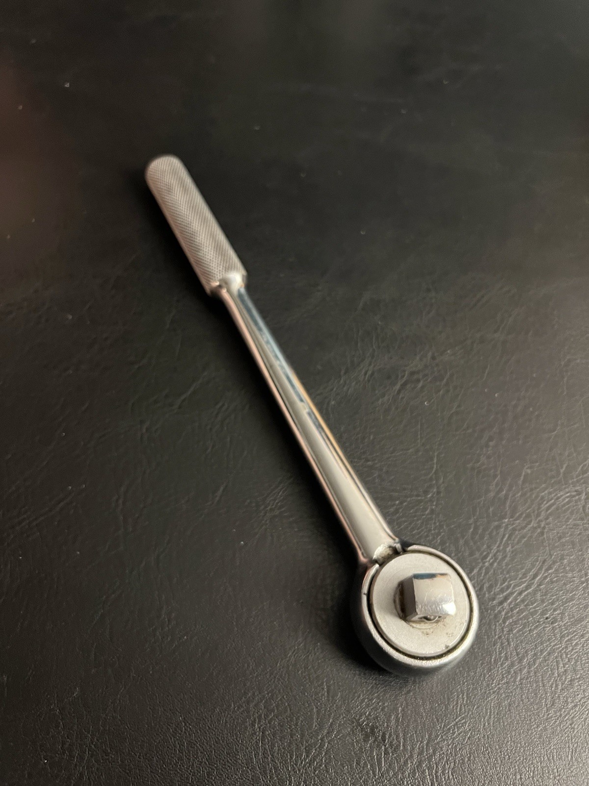 S-K Tools Chrome 1/2″ Dr Ratchet # 42470 USA 10″ Long Knurled Handle Reversible