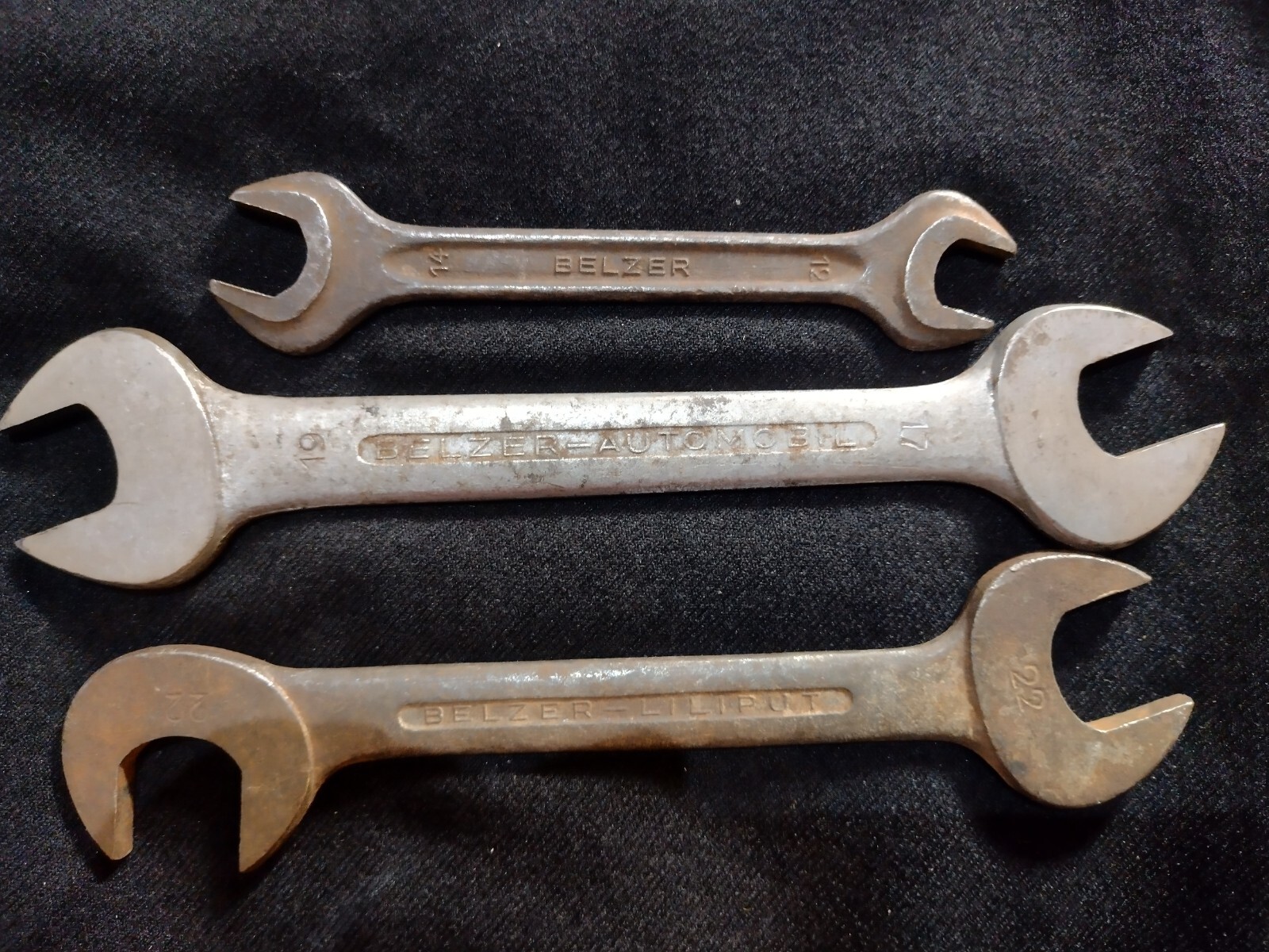 BELZER AUTOMOBILE SPANNERS: SIZE; 22×22 & 19×17 & 13X12 VINTAGE TOOL KIT