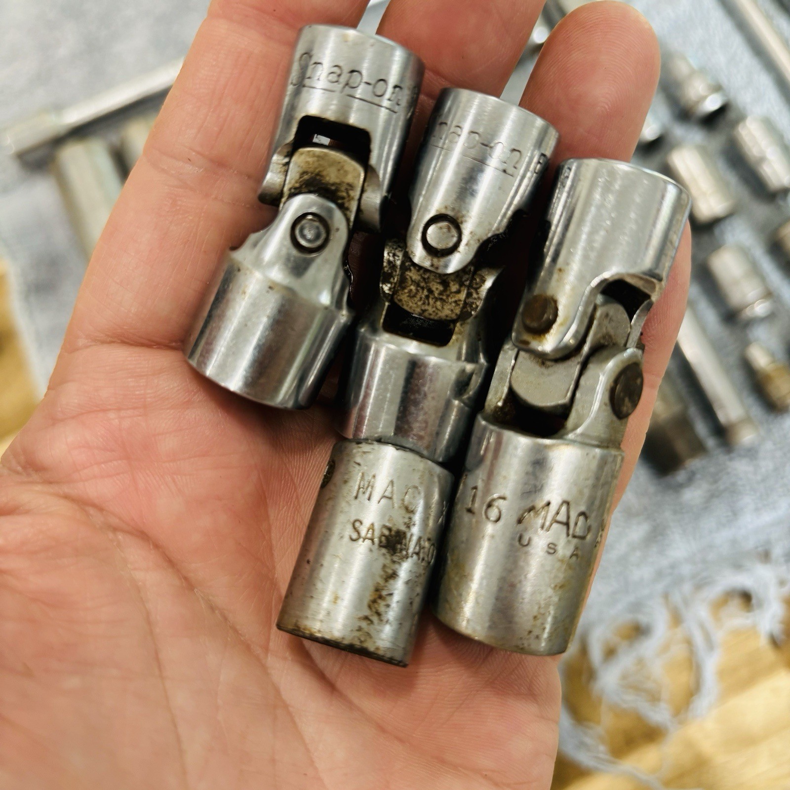 Lot of 50 Misc Sockets Tools All Vintage Made in USA Husky Fleet Mac Snap-On Etc