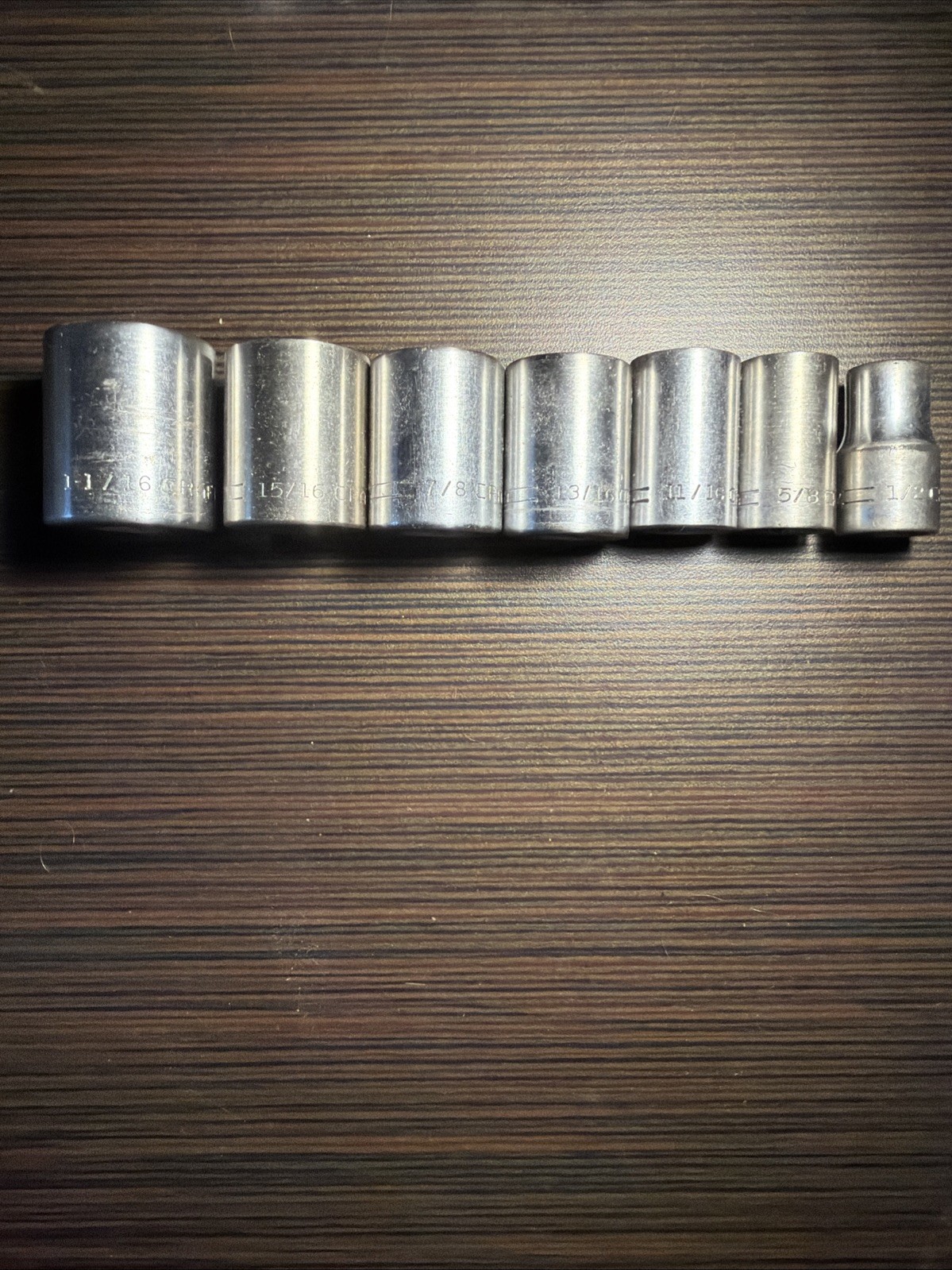 Vintage Craftsman 1/2” 12 Point SAE 7-Piece Socket Set, 1/2 – 1-1/16 =V= Series