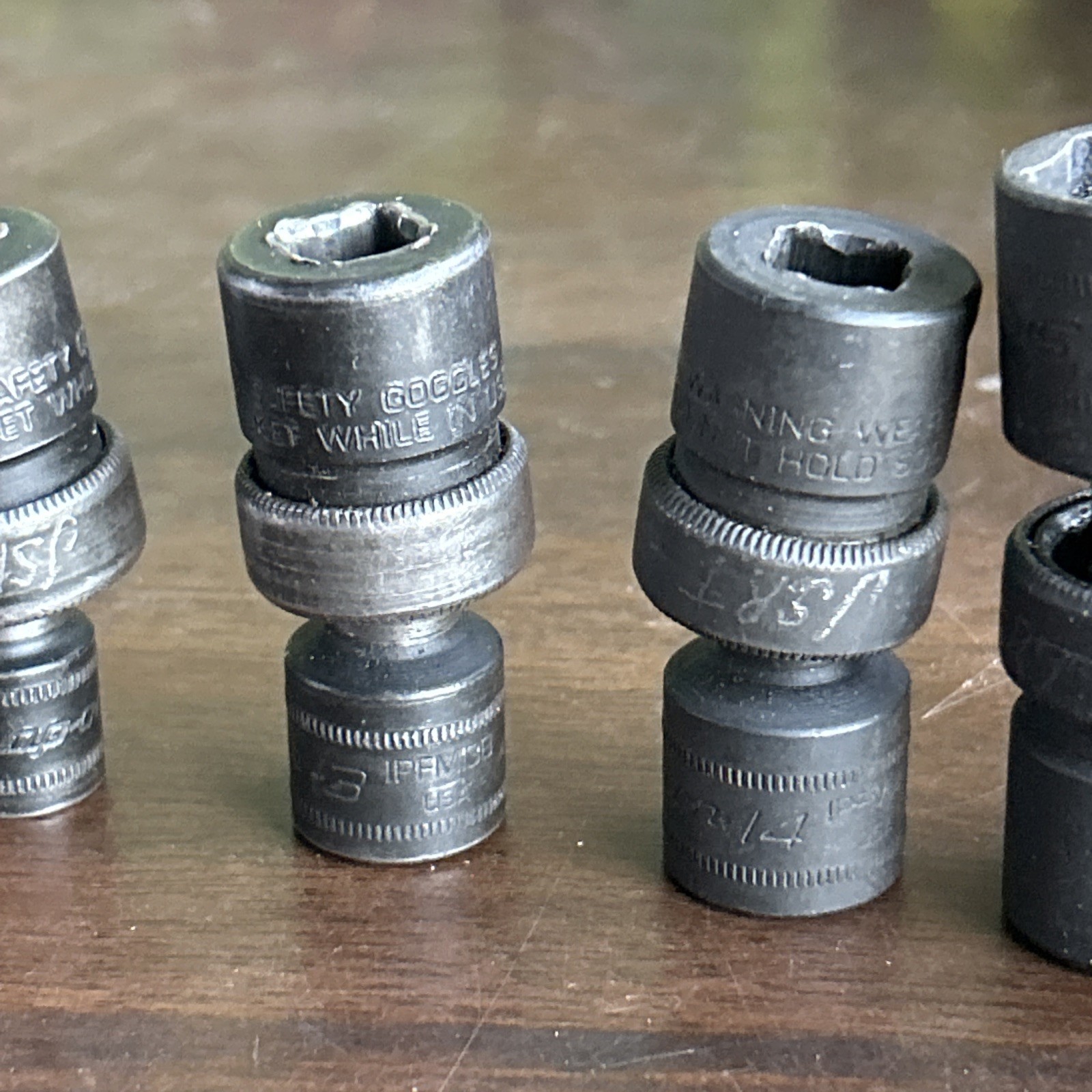 Snap On IPFM10B, 10,12,13,14,15,17,18 MM Swivel Joint Impact Socket Lot Of 7