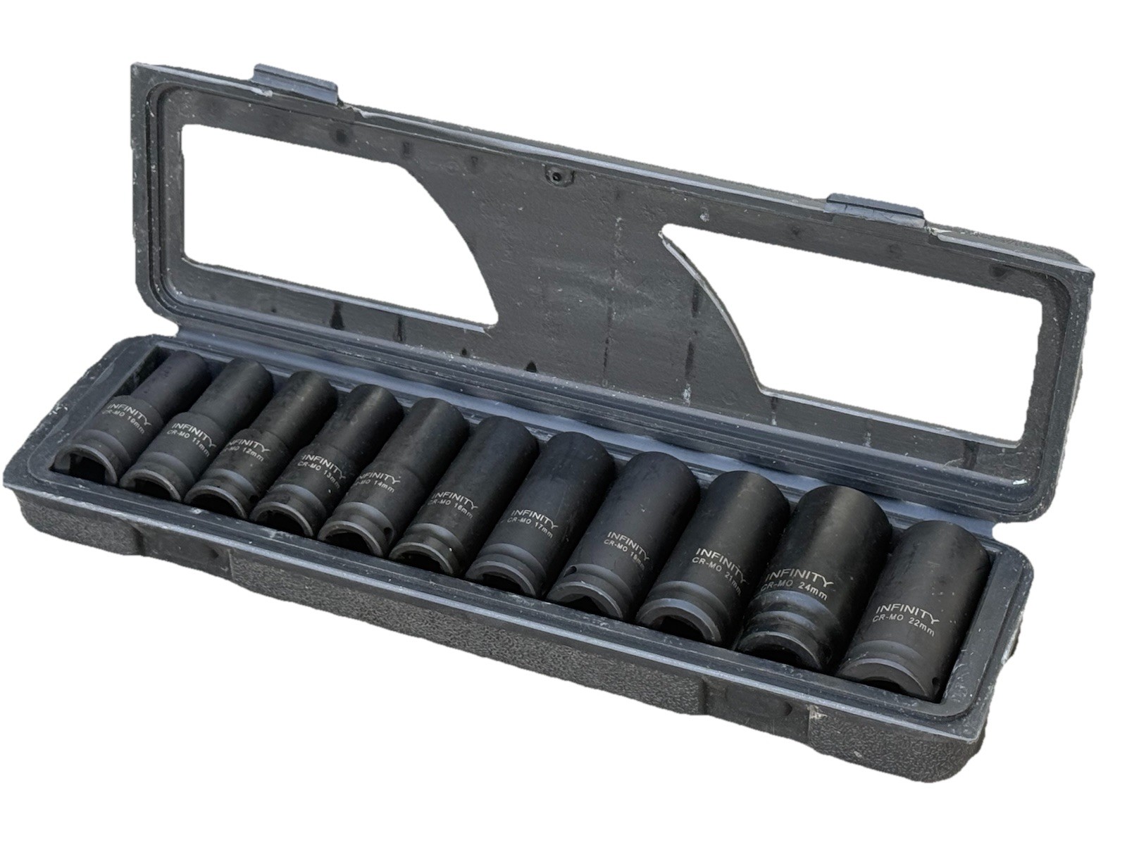 12PC 1/2″ Dr. Deep Impact Metric Socket Set 6 Point 10mm – 24 MM W/ CASE