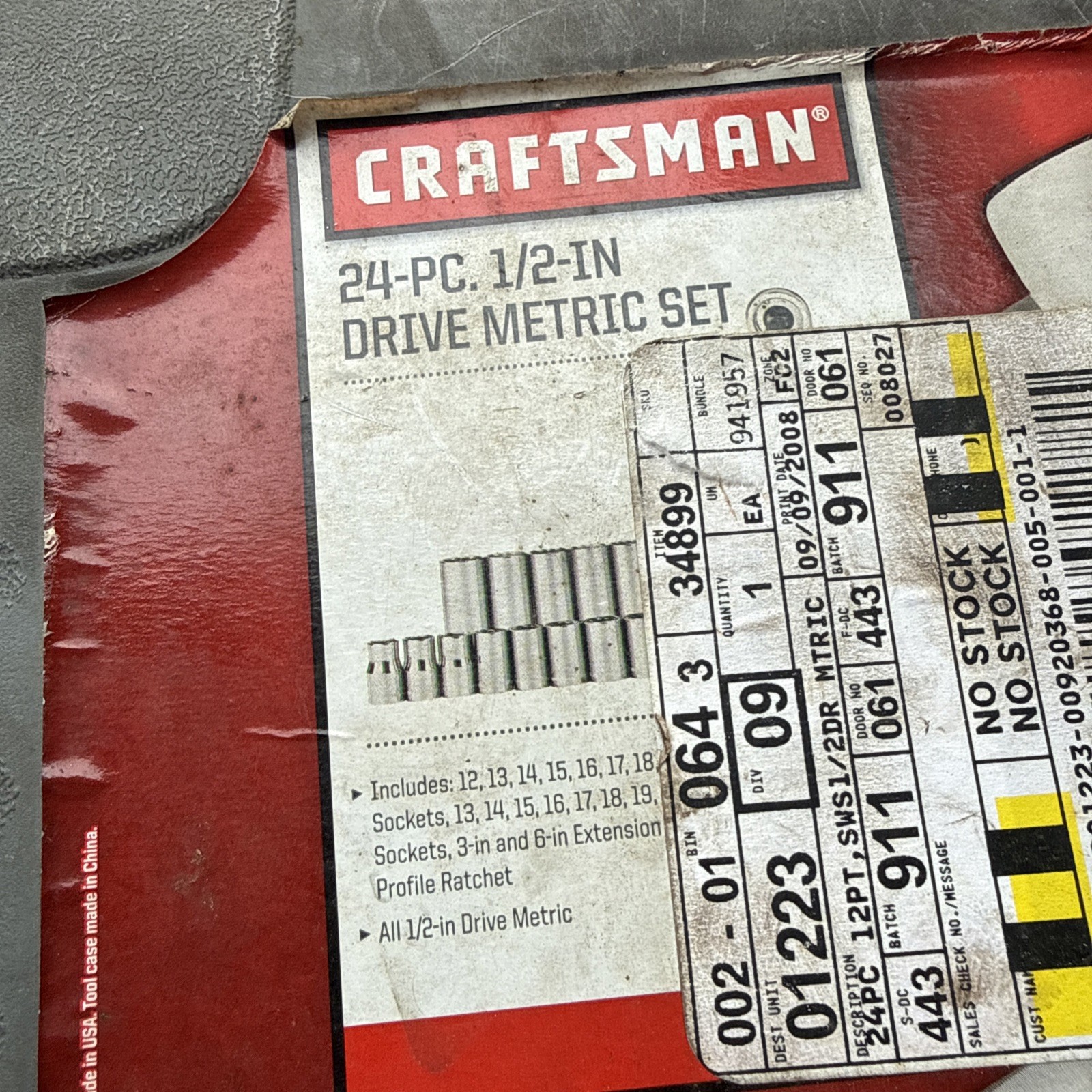 Craftsman 1/2″ Drive 24 Piece Socket Set Metric 12 Point 34873 (missing 3” ext)