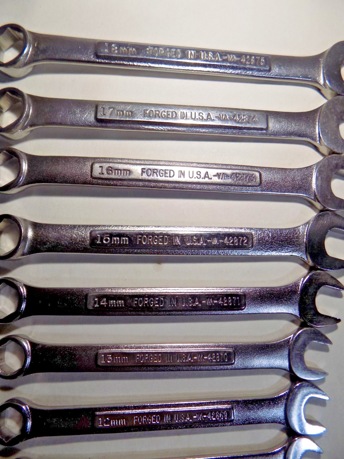 A++ 6 Point 12 Pc. USA Craftsman-VA- 7-18MM Combo Wrench Set In Rack-No Etchings