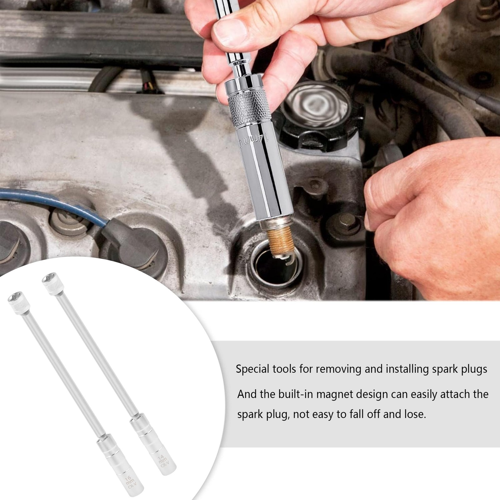 New 16MM Thin Wall Magnetic Swivel Spark Plug Socket 12-Point Removal Tool