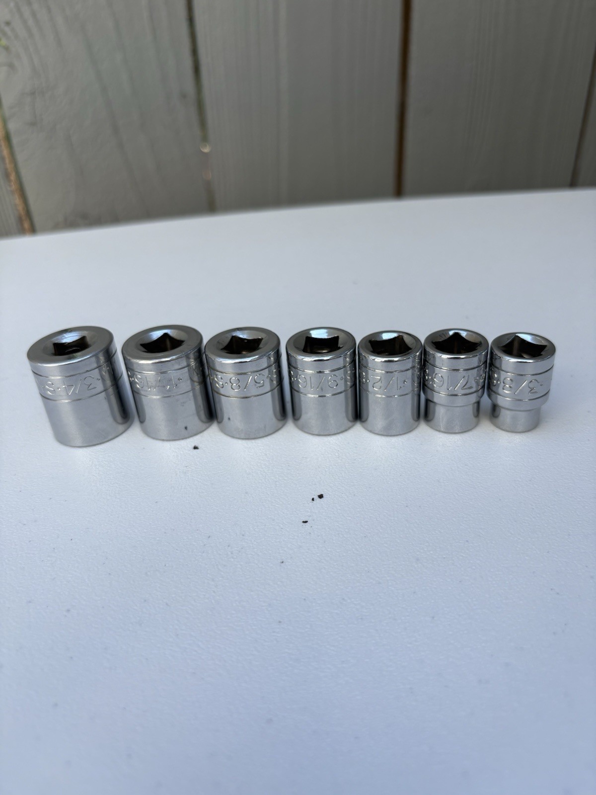 “Vintage SK Tools 3/8” 7pieces SAE Shallow 6pt Socket Set 45112-45024 USA Made “