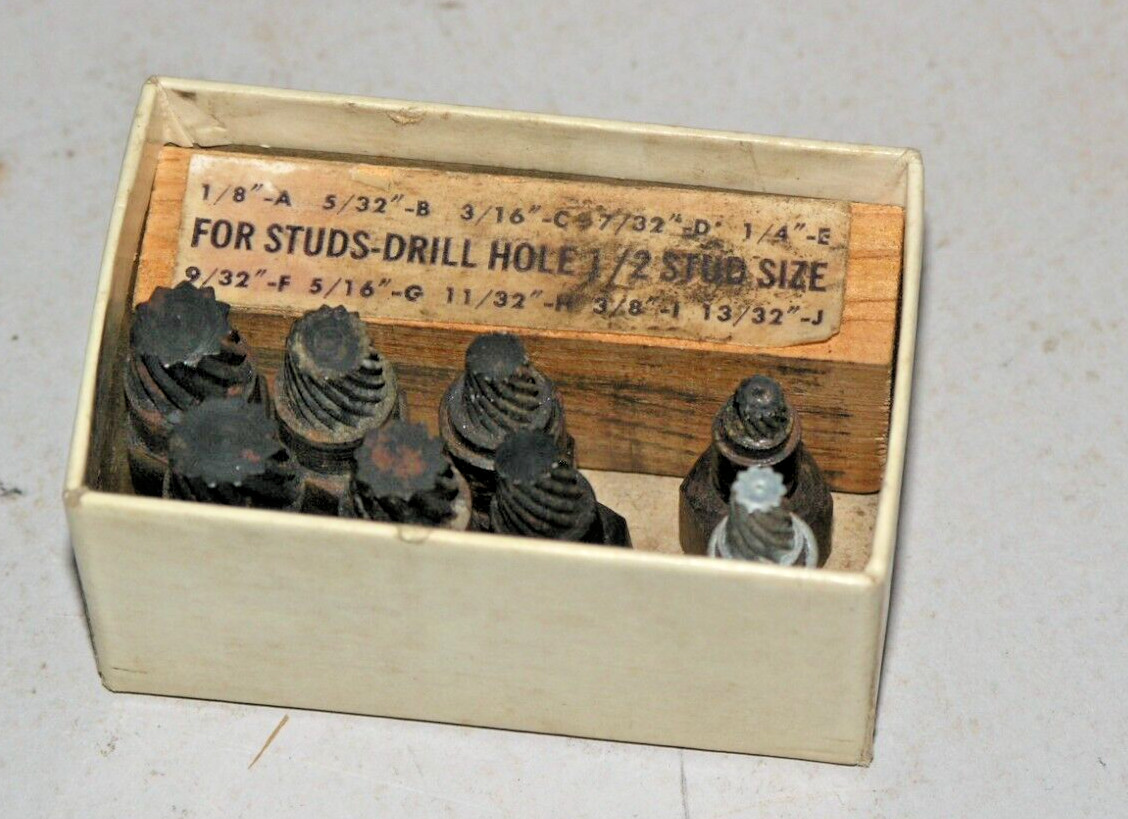 Roddick Bolt Extractors X-10 Stock No. 100 Partial Set
