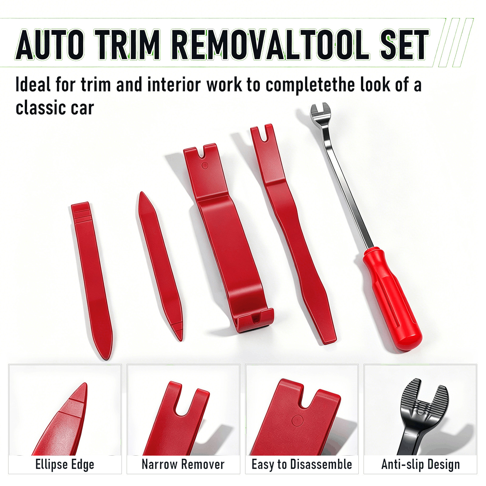 5 Auto Trim Removal Tool Kit Car Panel Door Window Fastener Remover Pry Tool Set