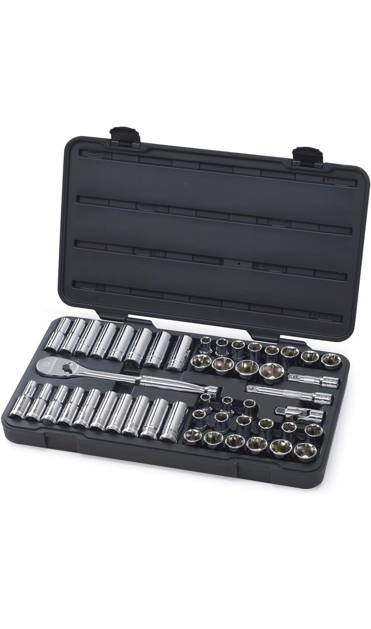 GEARWRENCH 49 Pc 1/2″ Dr 6Pt SAE/Metric Deep & Standard Socket Set KD80700D