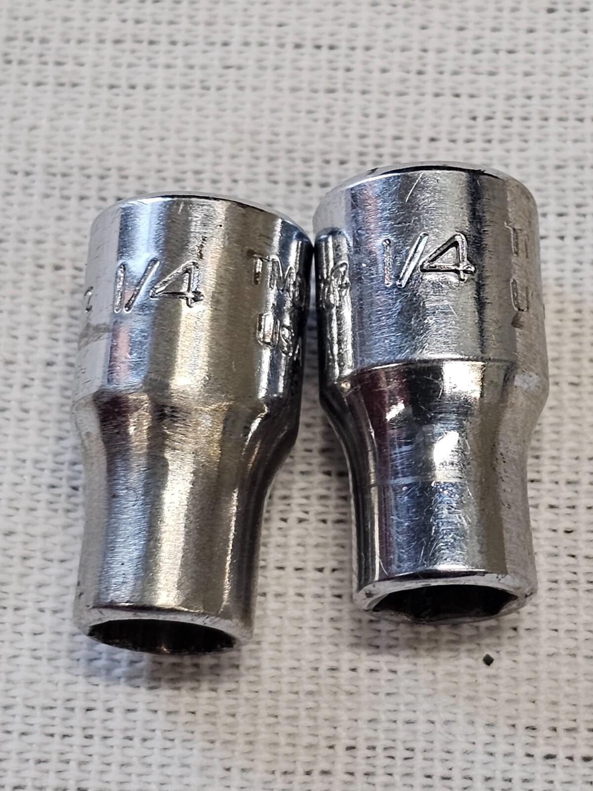 2 Snap-on Shallow Standard Socket Sae 12 6 Point 1/4″ Drive TMD8 TM8 1/4″ USA