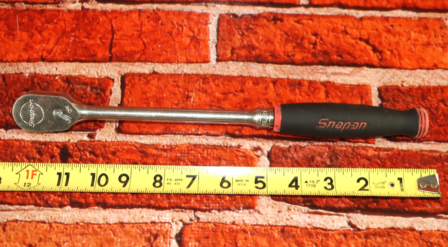 Snap-on Tools USA 3/8″ Drive RED Soft Grip LONG Fixed Head Ratchet FHL80
