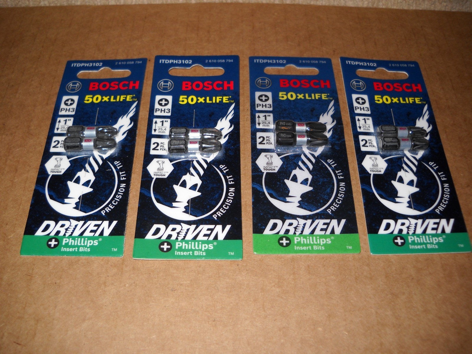 New Bosch Lot of 8 Pieces PH3 Phillips 1″ Insert Bits Impact Ready 50 X Life