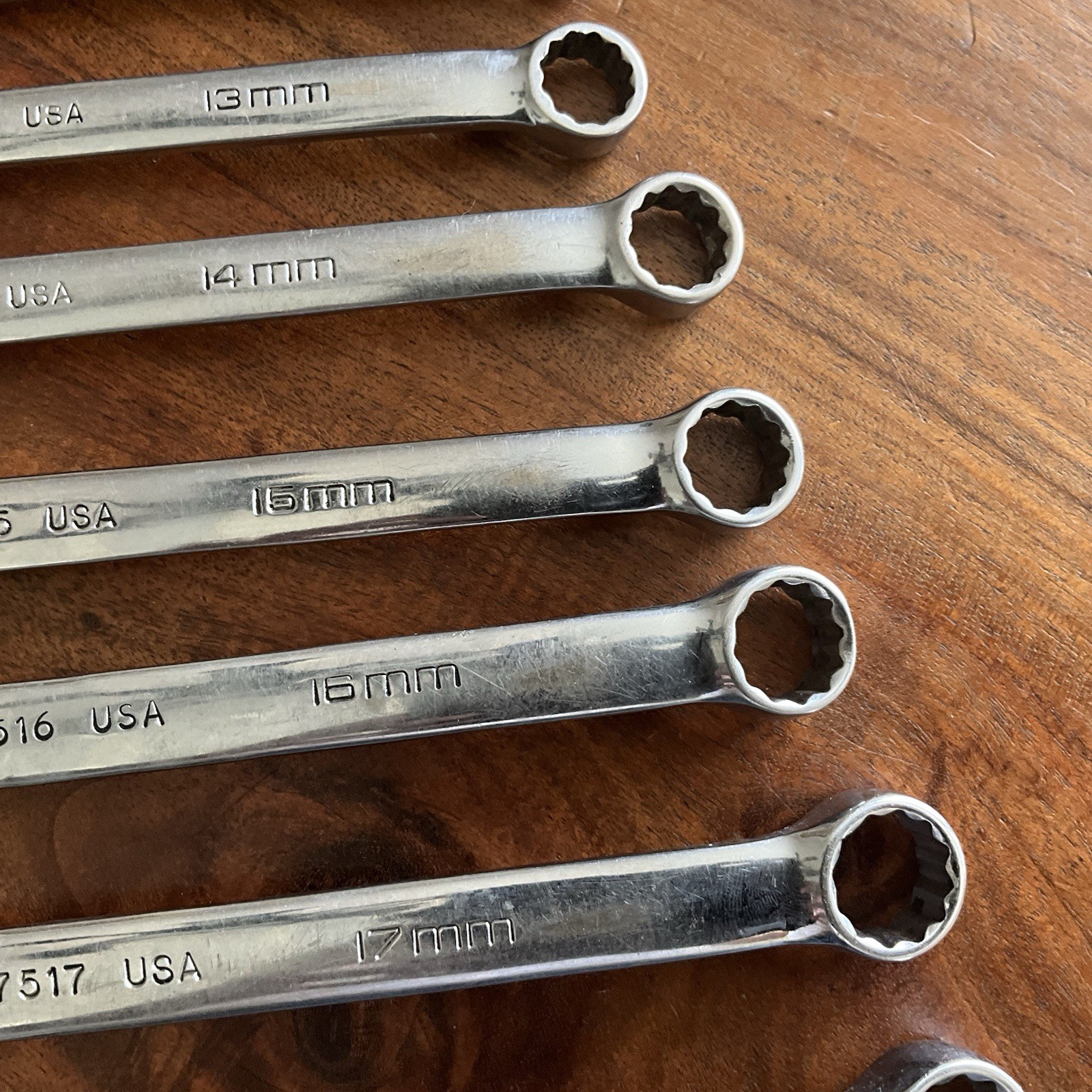 Vintage Husky Polished Chrome Combination Wrench Set Metric 19mm – 10mm USA