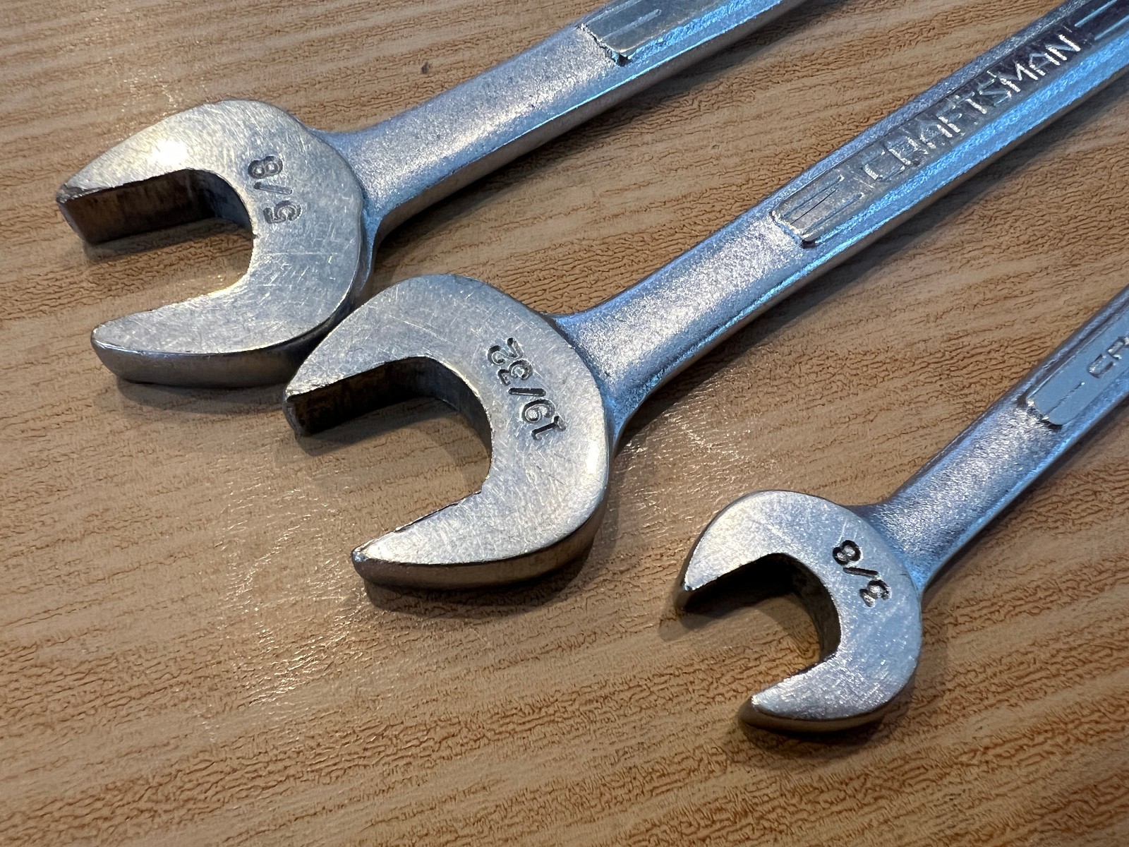 Sears Craftsman Double Open End Wrench Set USA 5/8×3/4 19/32×11/16 3/8×7/16 =V-