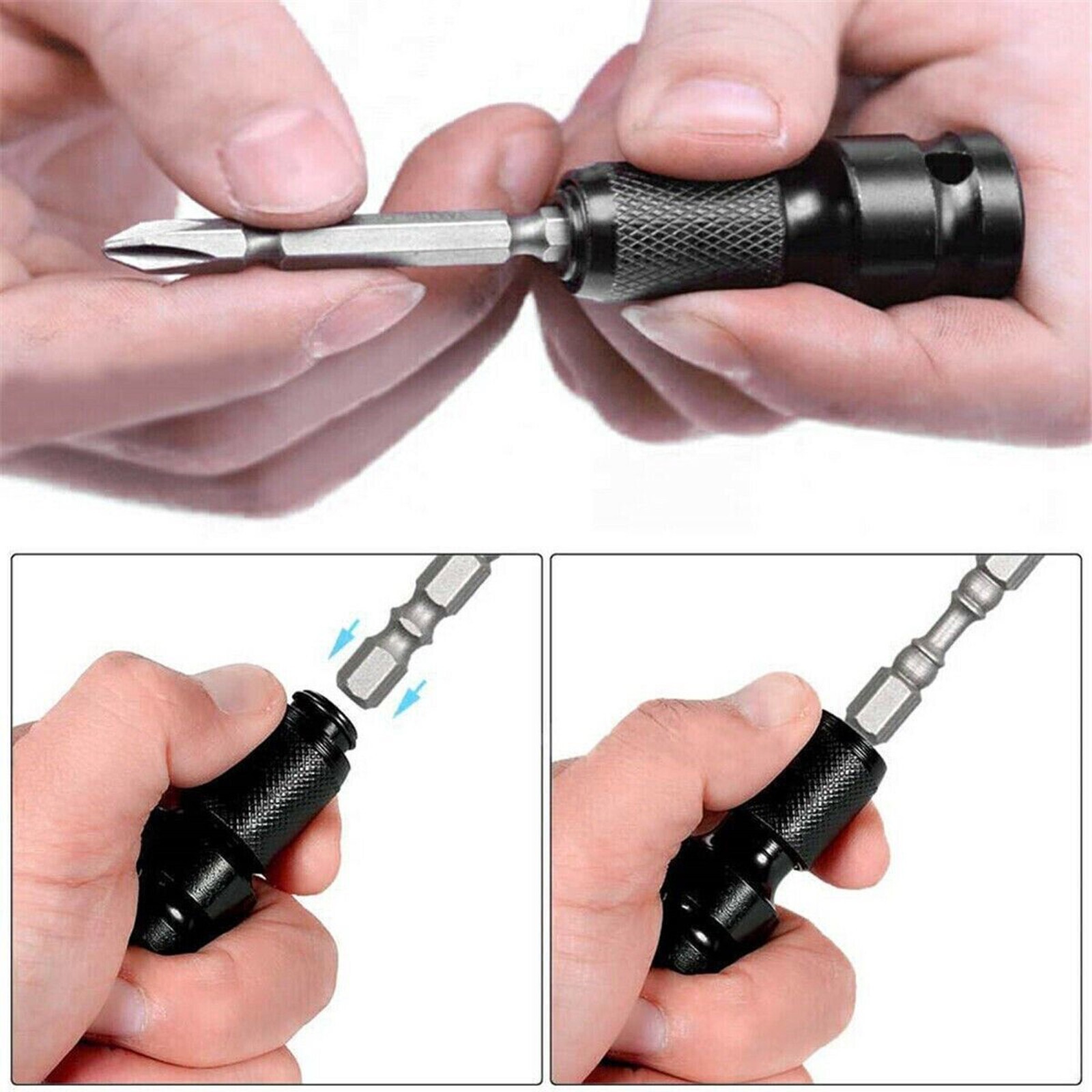2Pcs 1/2″ Drive To 1/4″ Socket Adapter for IMPACT WRENCH Hex Drill Chuck Convert