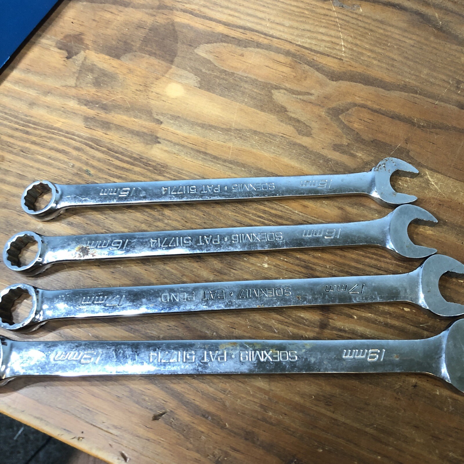 Snap-on SOEXM 15-17, 19 Flank drive Plus 12 Point Combo Wrench Set 4pc Metric